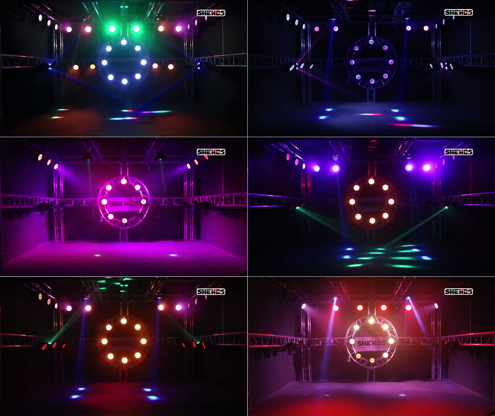SHEHDS 18X18W LED Stage Par Lights - RGBWA+UV 6-in-1 DJ Lighting with Wash/Strobe Effects, DMX512 & Sound Control, Aluminum Alloy Uplights for Concerts, Clubs, Weddings, and Home Parties (1 Pack)