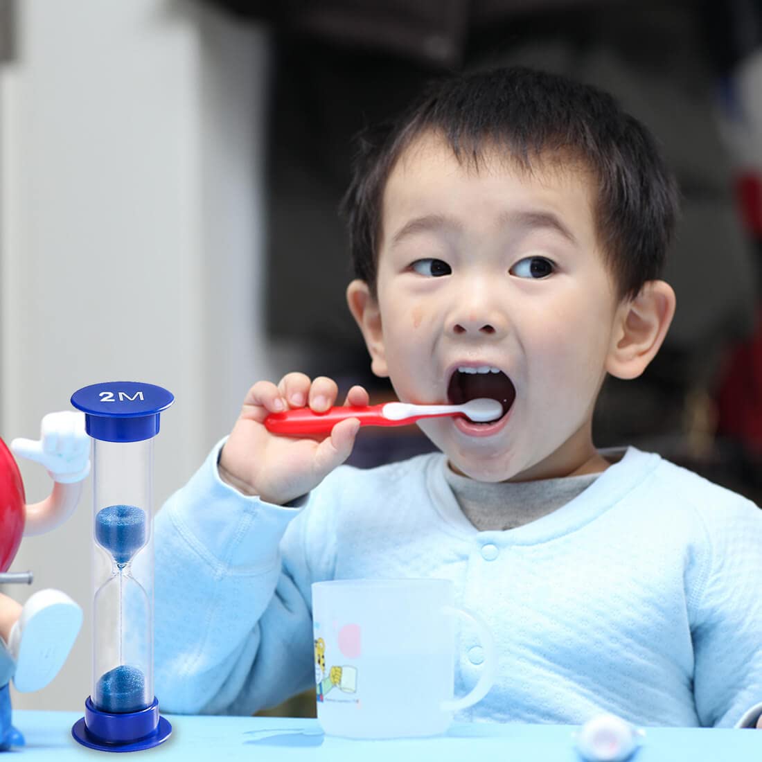 2 Minute Colorful Plastic Sand Timer for Kids - Blue Hourglass Sand Clock for Games, Classroom, Toothbrush Timer & Learning Activities - Fun Educational Tool for Time Management