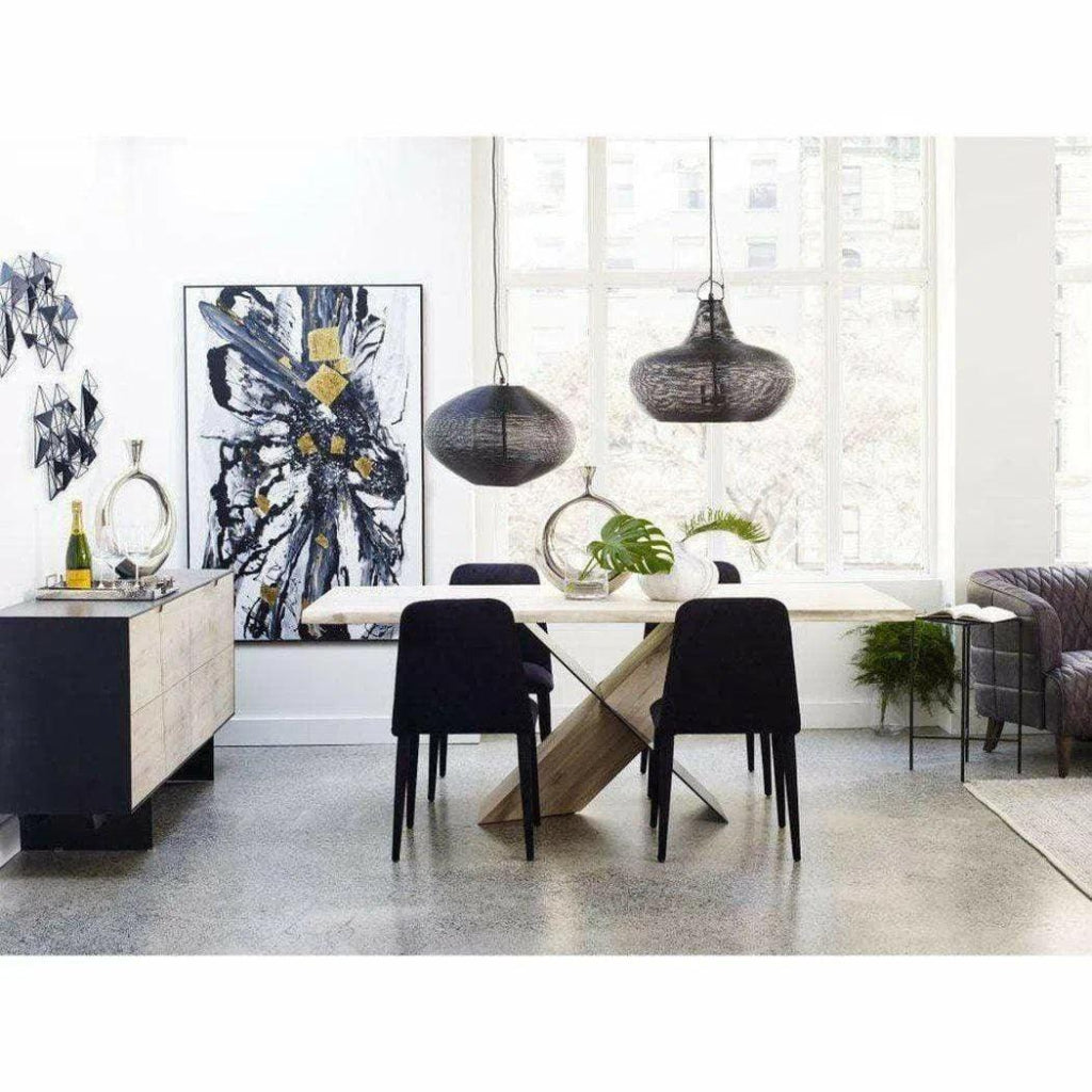 79 Inch Natural Wood Sideboard Buffet Cabinet - Modern Contemporary Dining Room Storage Furniture for Home & Office Use