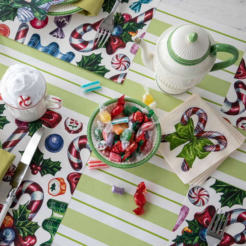 Festive Candy Cane Cocktail Napkins - 50 Pack Holiday Christmas Party Decorations - Perfect for Cocktail Parties, Christmas Celebrations and Winter Gatherings