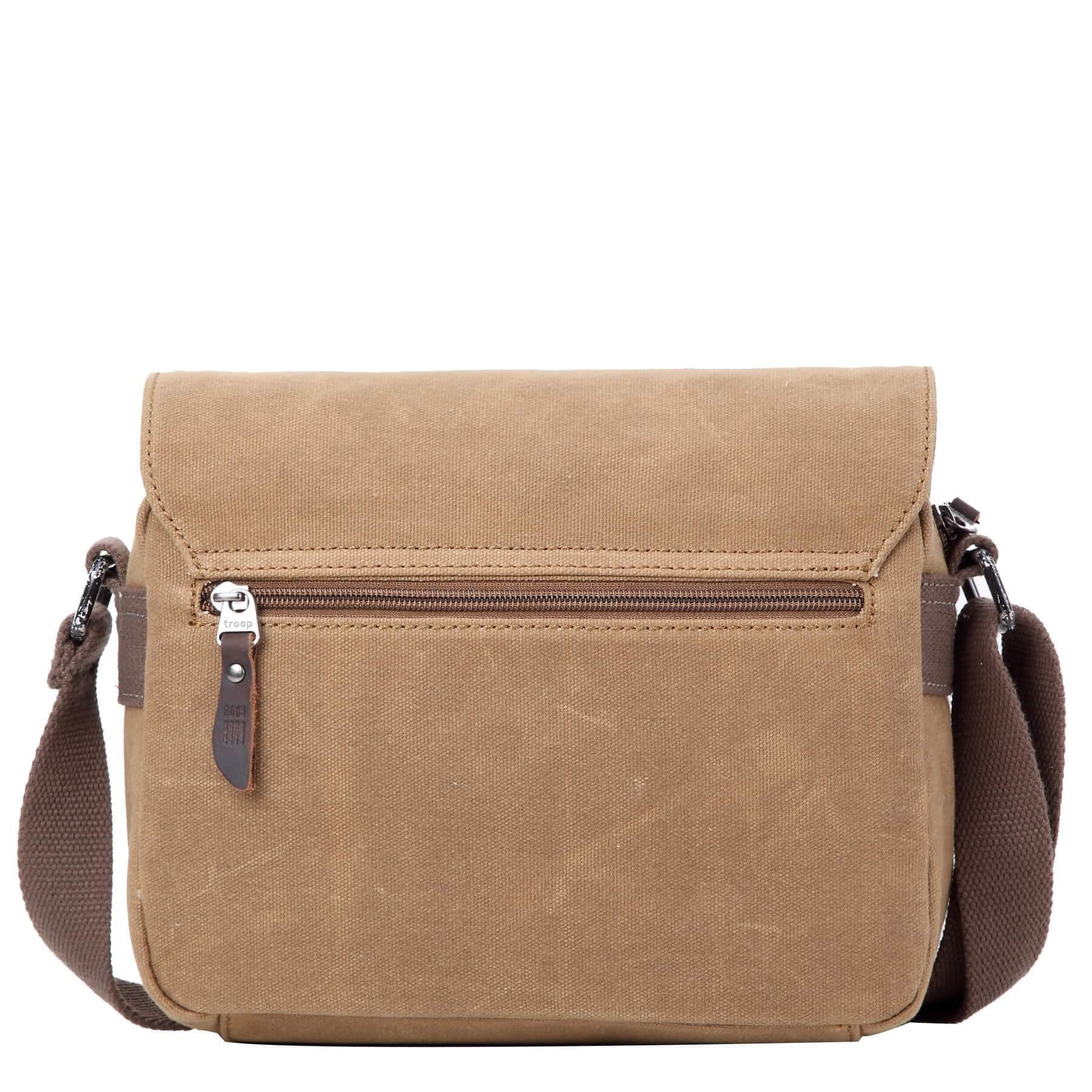 TRP0440 Troop London Heritage Canvas & Leather Crossbody Bag - Small Travel Bag for Men & Women - Perfect for Daily Commute, Weekend Trips & Light Travel