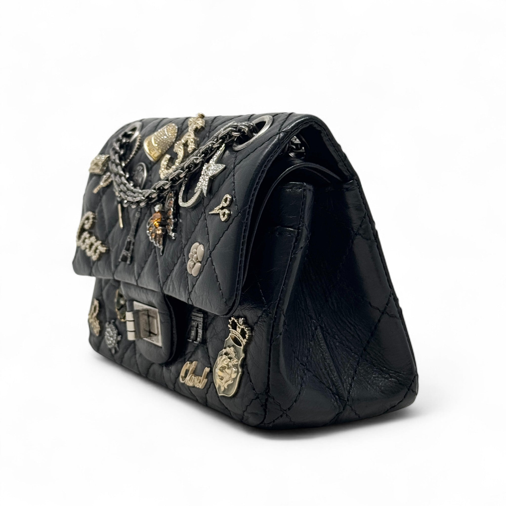 Chanel Black Charms 2.55 Reissue 224 Flap Bag - Luxury Designer Handbag for Women | Perfect for Evening Parties, Date Nights & Special Occasions