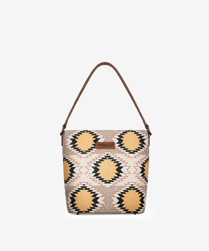 Wrangler Dual-Sided Print Canvas Shoulder Bag for Men & Women - Stylish Crossbody Purse for Travel, Work, and Everyday Use