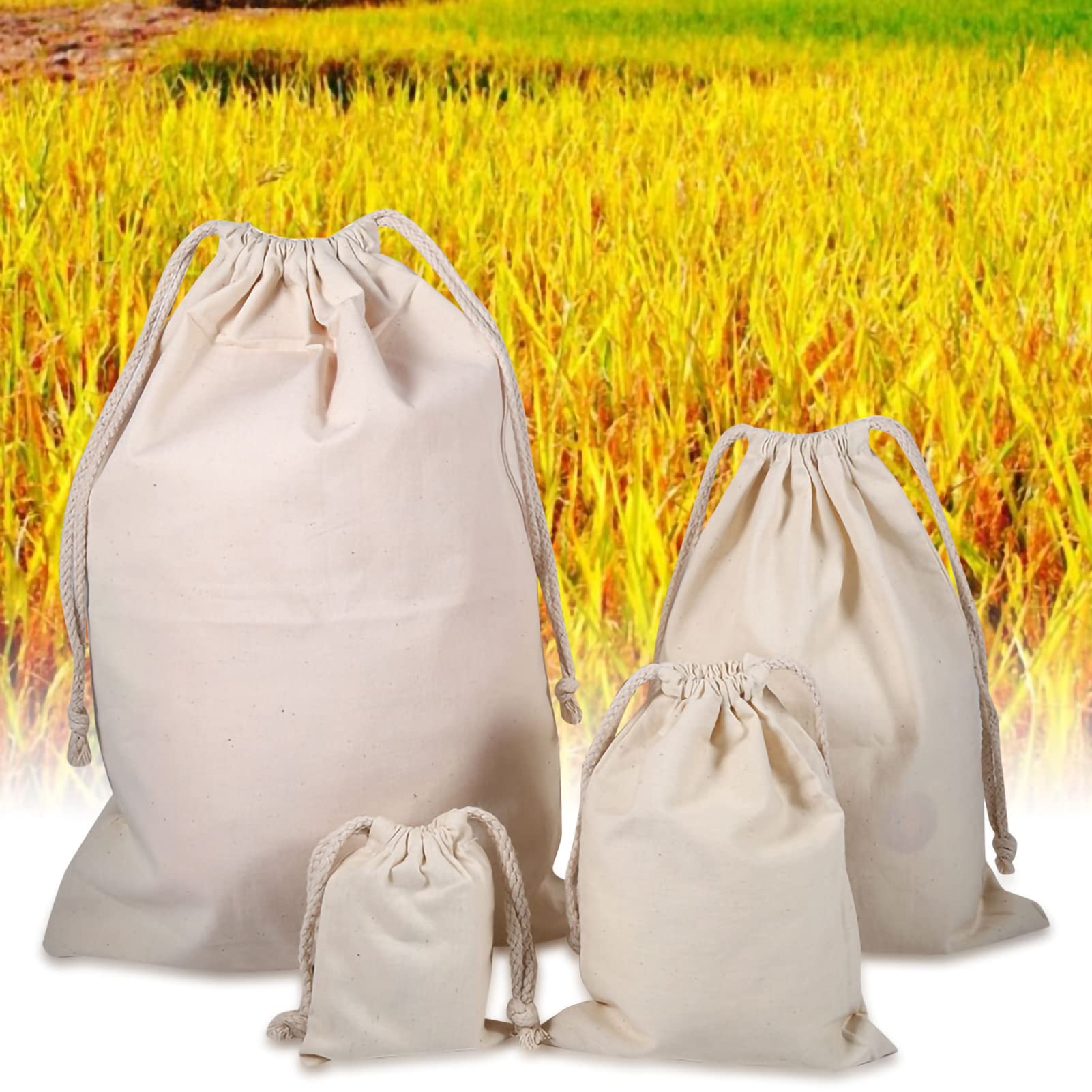 Premium Cotton Drawstring Storage Bags - 30x40cm Laundry Sack, Travel Organizer, Beach & Produce Bag - Reusable Eco-Friendly Cloth Pouches for Home, Travel, Camping & Grocery Shopping