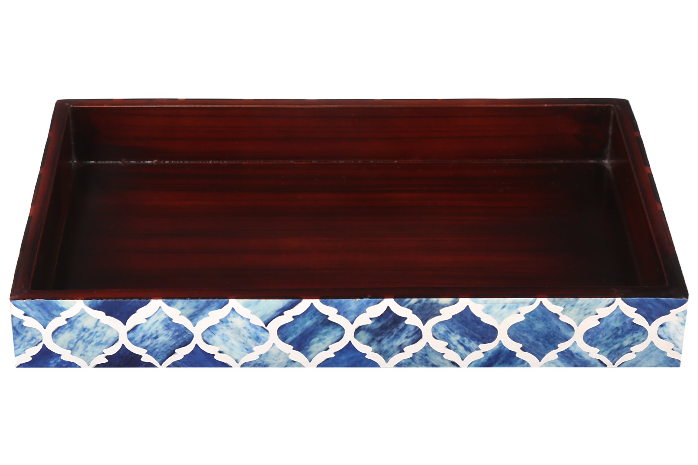 Handmade Moroccan Pattern 10x6 Towel Tray - Small Bathroom Tray, Guest Towel Holder, Decorative Napkin Holder, Bathroom Countertop Storage, Kitchen Hand Towel Holder in Moroccan Blue | Perfect for Bathroom Organization, Guest Essentials Display & Stylish Kitchen Decor