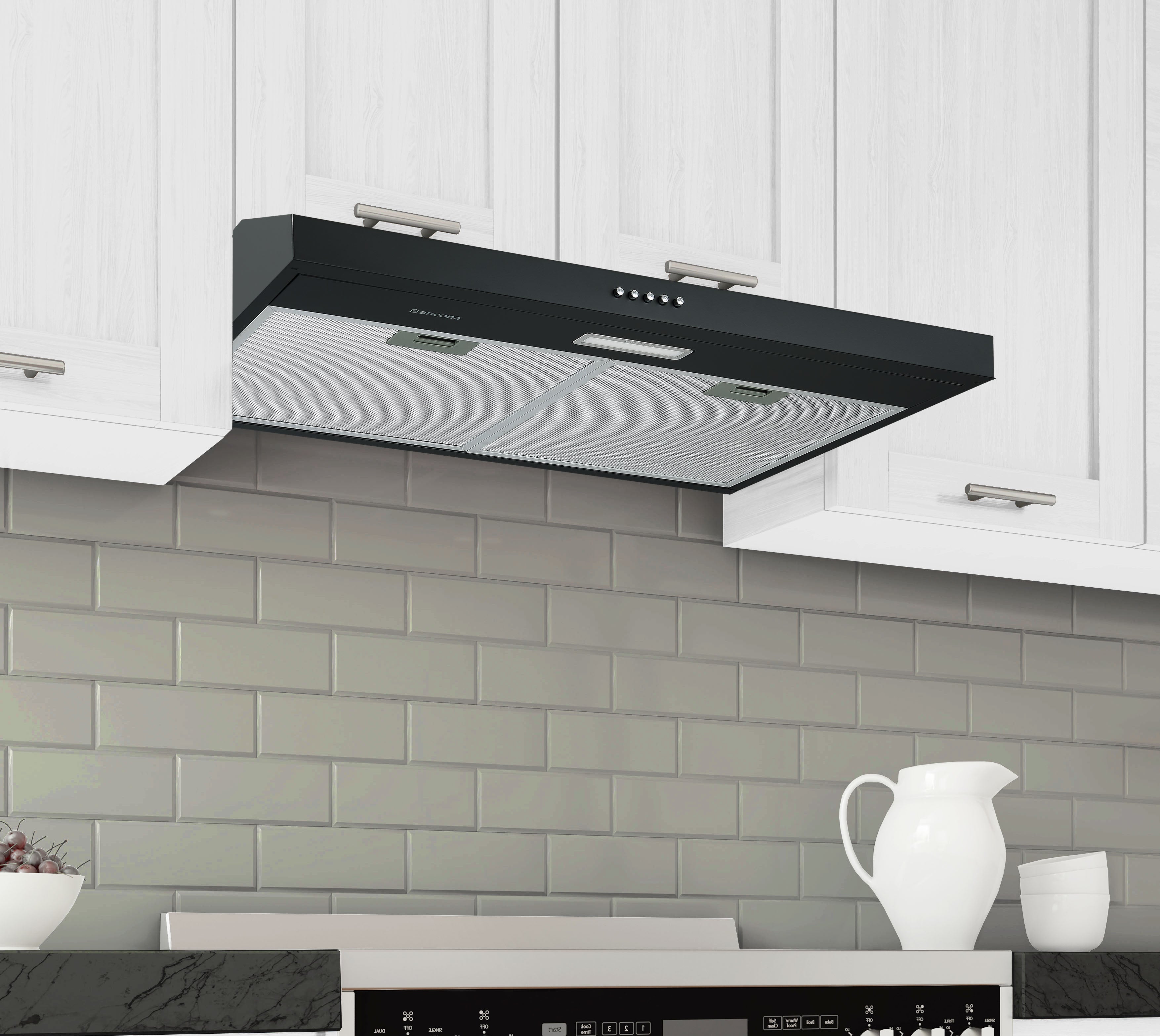 Ancona 30 Inch Convertible Under Cabinet Range Hood in Matte Black - Powerful Kitchen Ventilation for Smoke & Odor Removal
