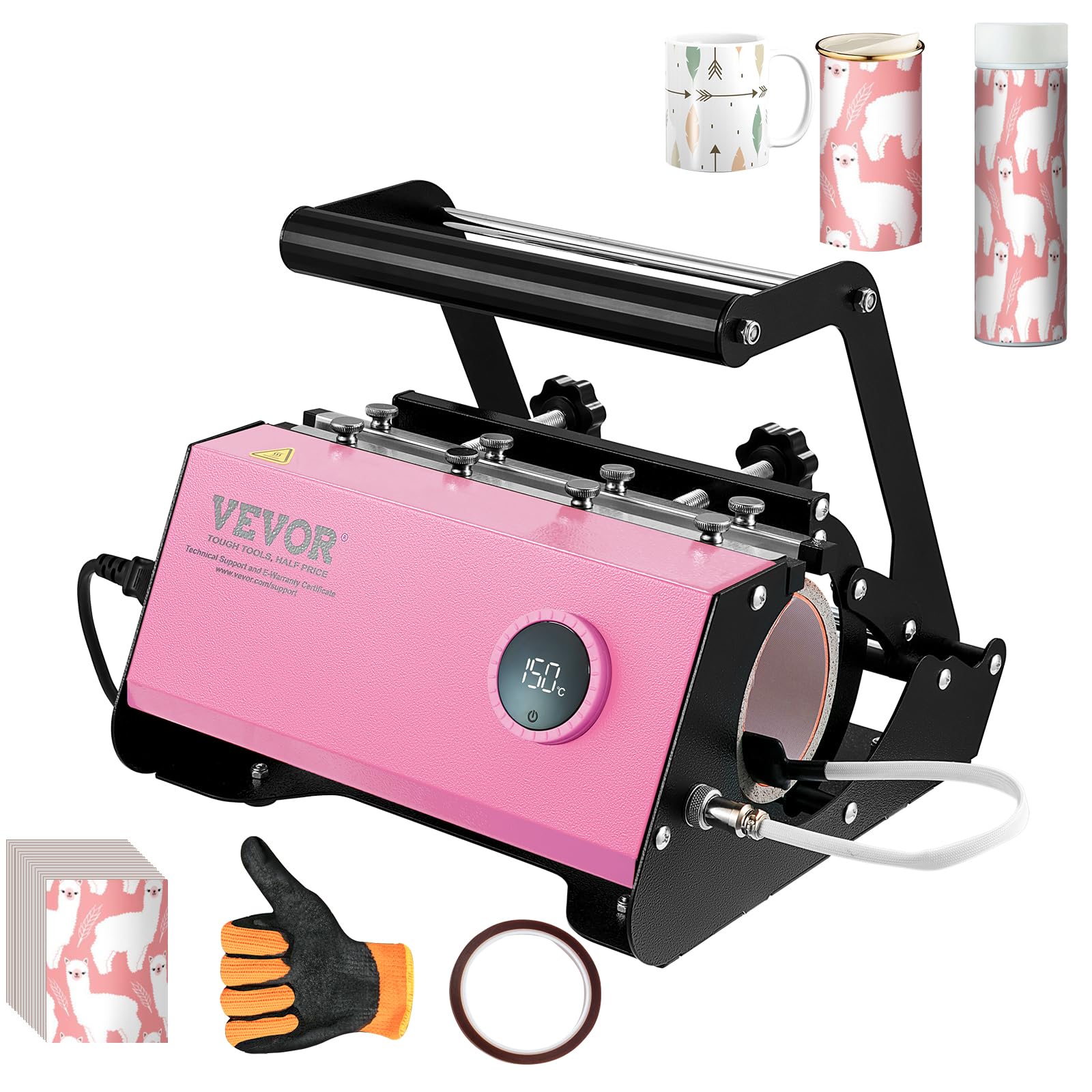 VEVOR Tumbler Heat Press Machine for 11-16oz & 20-30OZ Sublimation Tumblers - Digital Temperature Control & Timer - Includes Heat Tape & Gloves - Perfect for DIY Custom Mugs & Personalized Drinkware Gifts