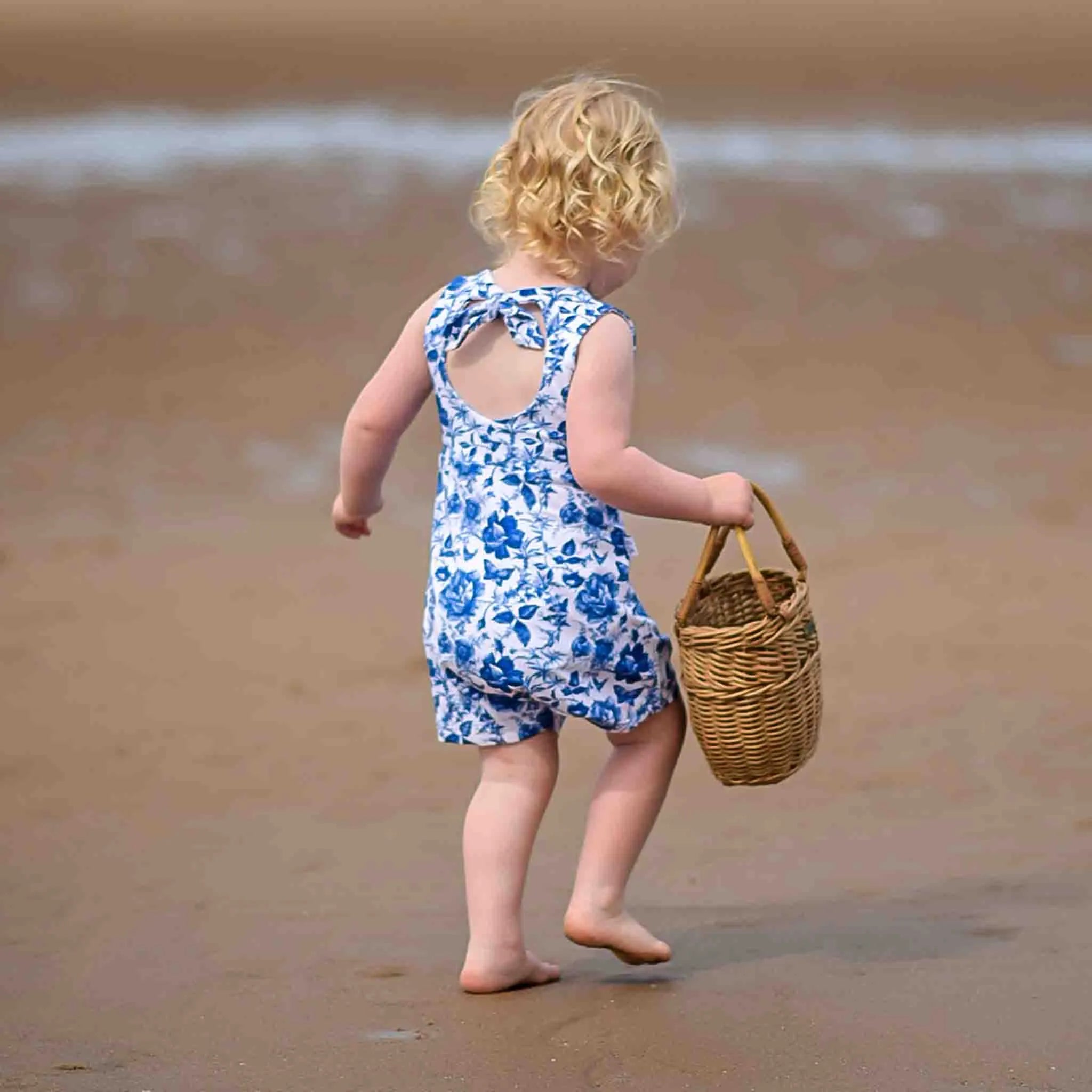 Girl's Blue Floral Bow Back Playsuit - Cute & Comfortable Romper for Toddler Girls | Perfect for Playdates, Parties & Summer Outfits
