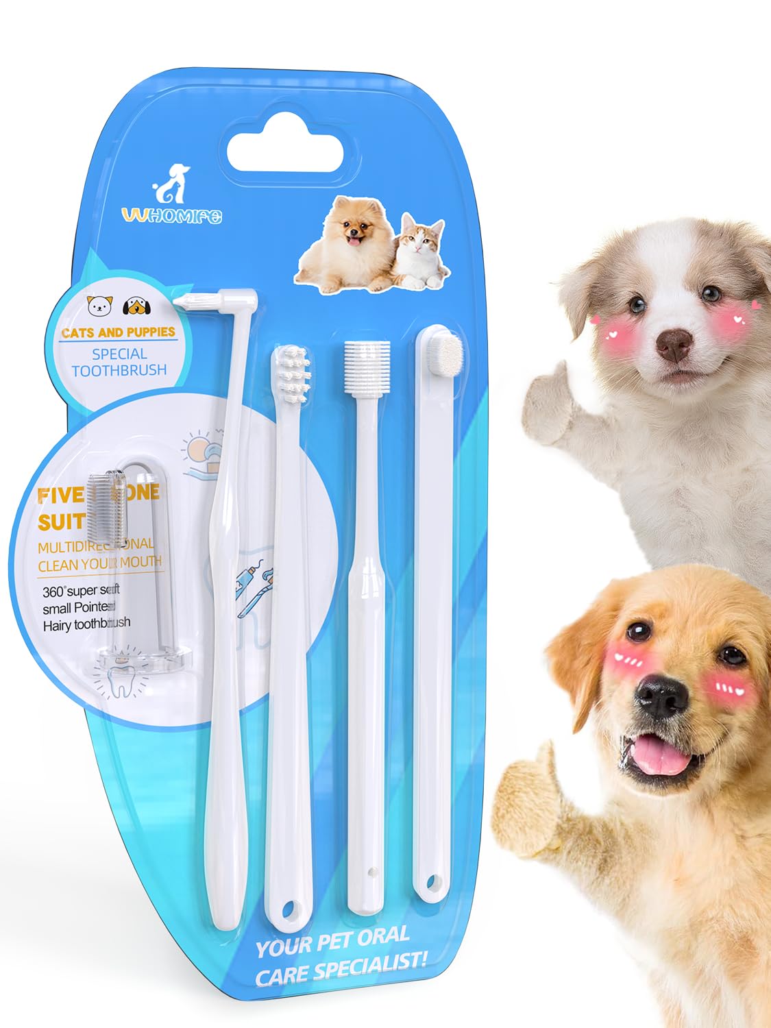 Small Dog Toothbrush Kit - Puppy Dental Care Set with Soft White Bristles for Gentle Teeth Cleaning | Perfect for Small Breeds & Puppies | At-Home Dog Oral Hygiene Solution for Fresh Breath & Healthy Gums