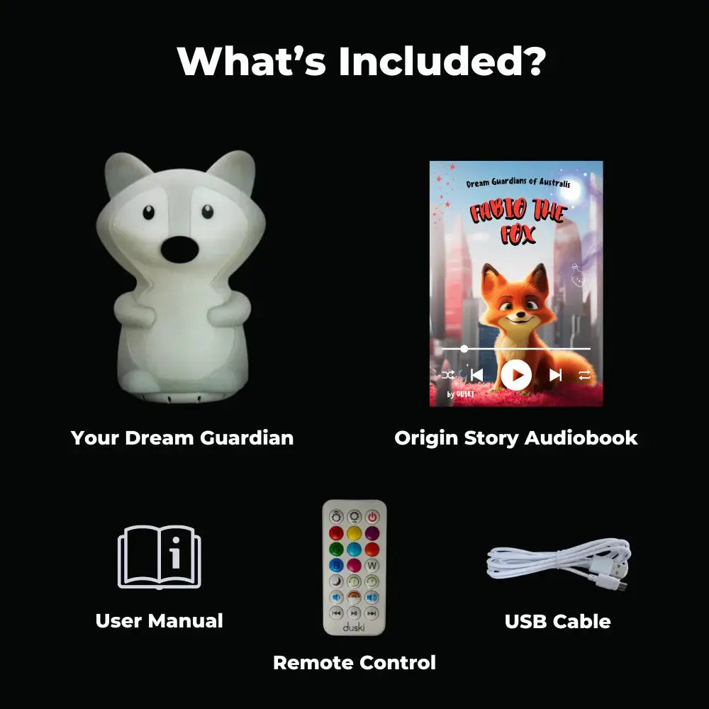Duski Dream Guardian Fox Plush Toy - Cute & Soft Stuffed Animal for Kids, Perfect for Bedtime Comfort, Gifts & Nursery Decor