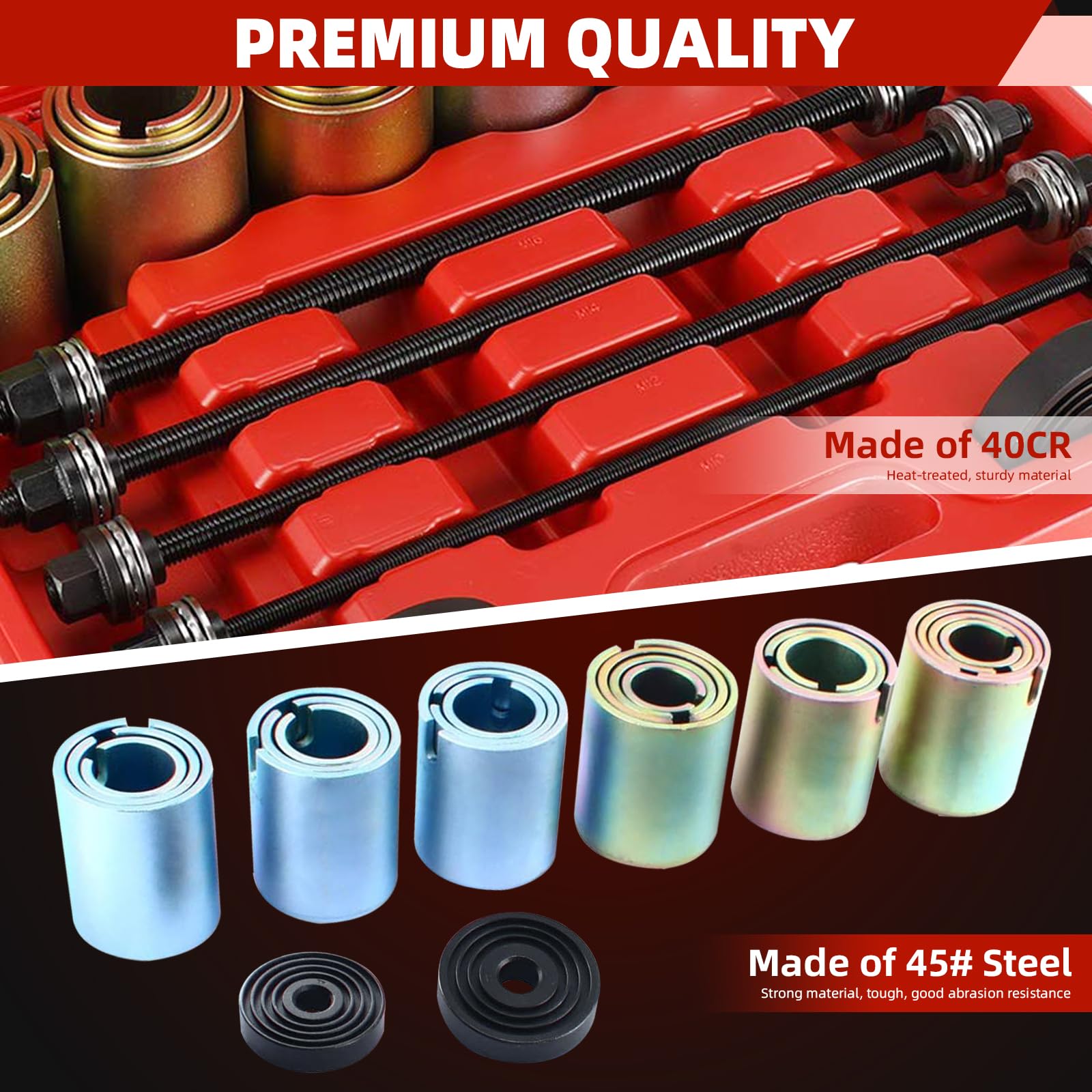 Universal Press and Pull Sleeve Kit - Bushing Bearings and Seals Removal & Installation Tool Set for Automotive, Motorcycle, and Machinery Repair (Workshop & DIY Use)