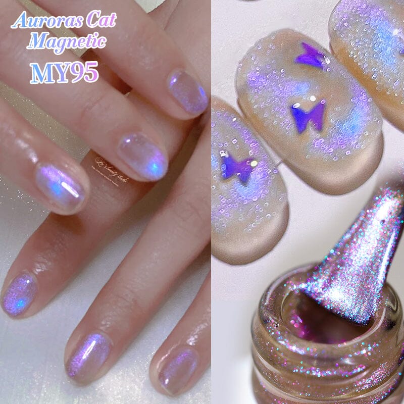 Auroras Cat Magnetic Gel Polish MY95 Angel Tears 10ml - Long Lasting Nail Polish for Salon & Home Manicure - Perfect for Parties, Weddings & Special Occasions