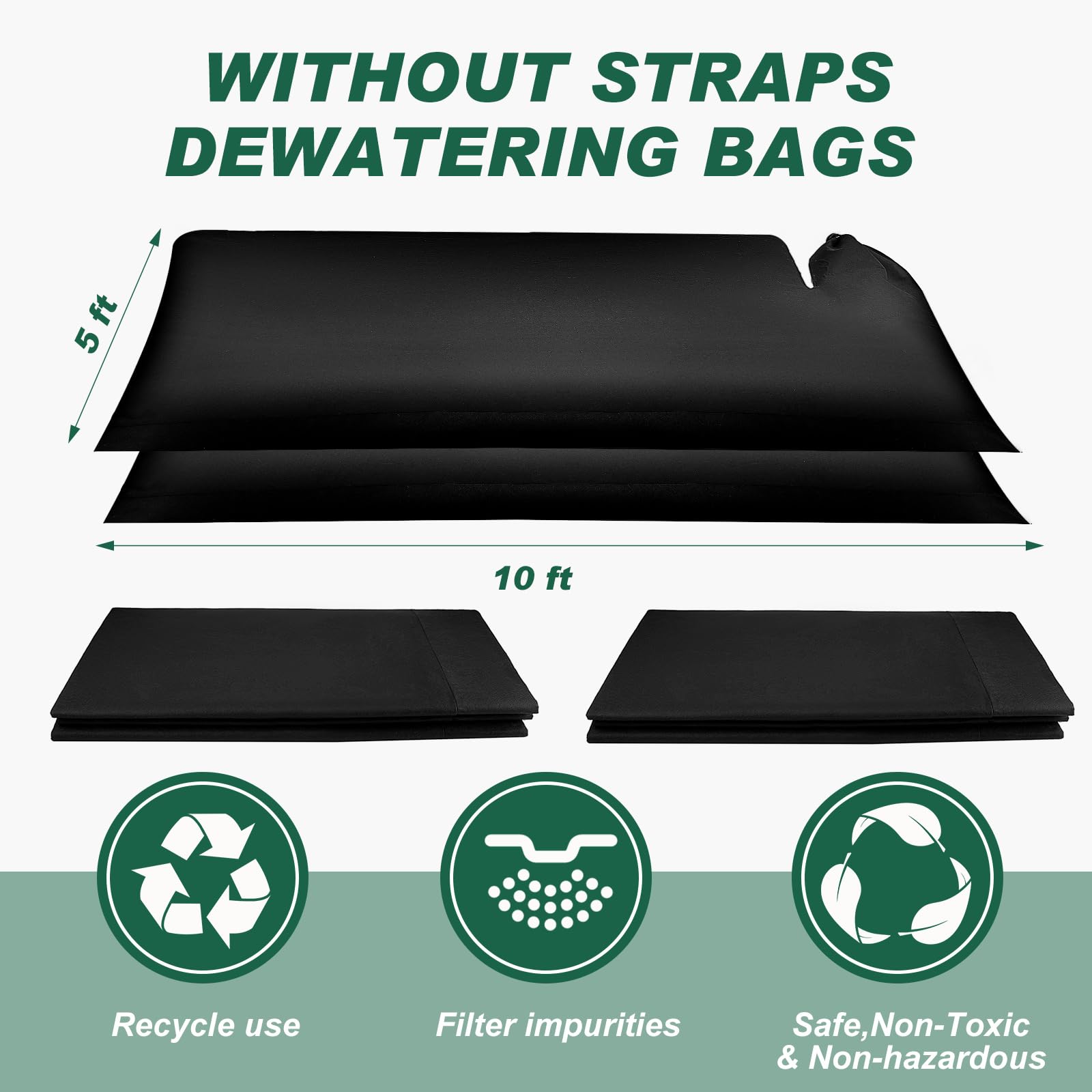 **5x10 ft Non-Woven Geotextile Silt Filter Bags for Dewatering, Oil Sludge & Sediment Control - Heavy-Duty Construction & Industrial Use**    *(Perfect for Construction Sites, Oil Spill Cleanup, Erosion Control & Water Filtration Projects)*