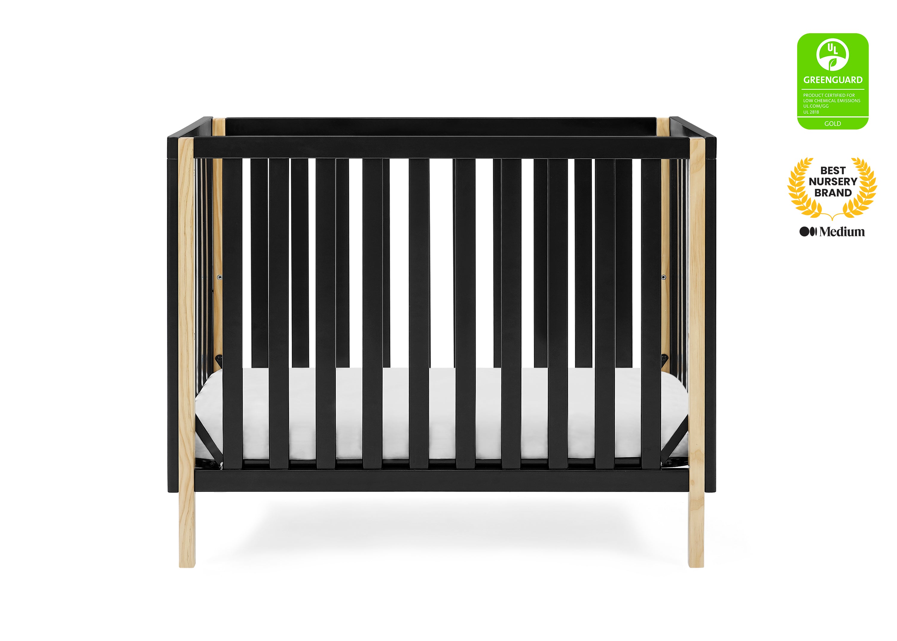 Gio Mini Crib with 2.75 Inch Mattress - Portable Baby Crib for Small Spaces | Nursery, Travel & Co-Sleeping Solution