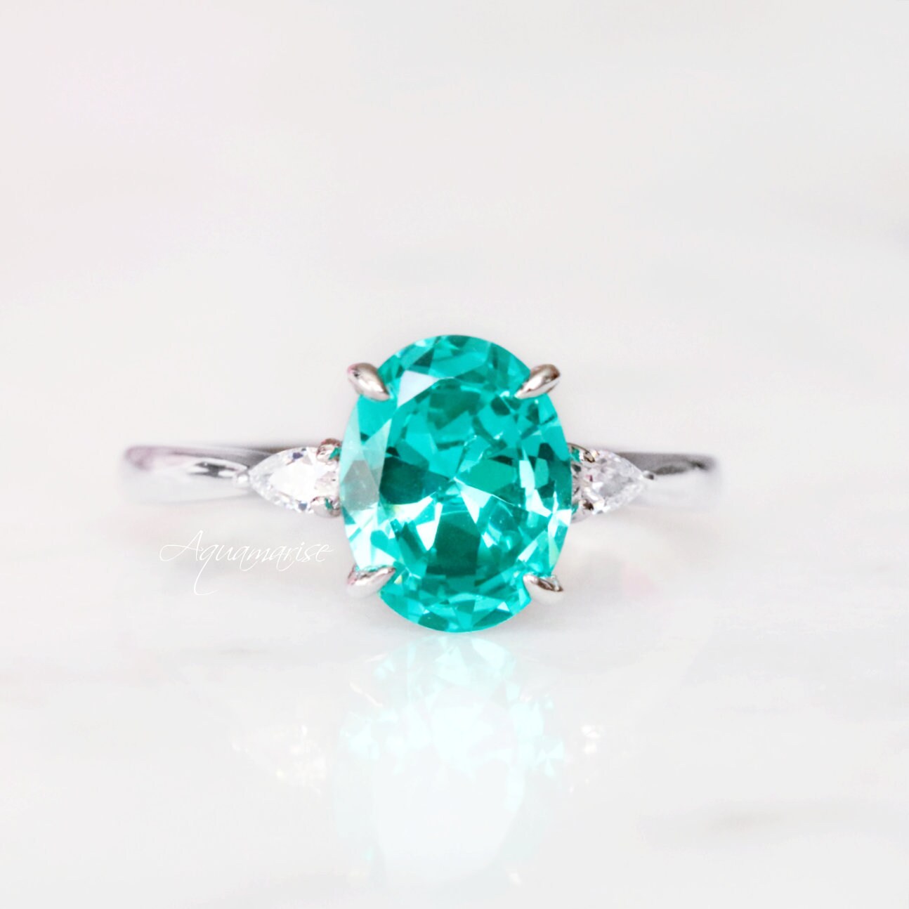 Elegant Elena Paraiba Tourmaline Ring in Sterling Silver - Perfect for Weddings, Anniversaries & Special Occasions