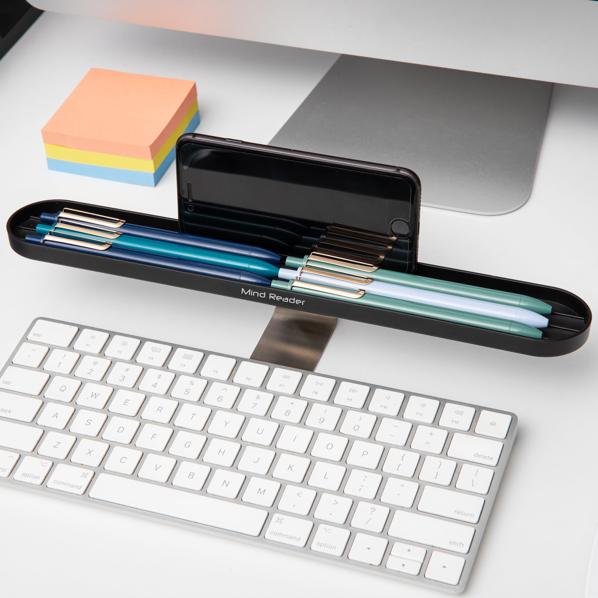 Mind Reader Over Keyboard Shelf - Black Desktop Organizer with Phone Holder & Storage | 13