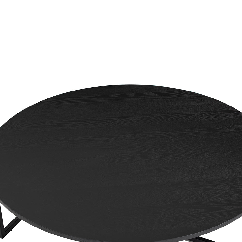 Round Coffee Table 100cm - Modern Black Wooden Living Room Table for Small Spaces | Perfect for Apartments, Studios & Cozy Home Decor