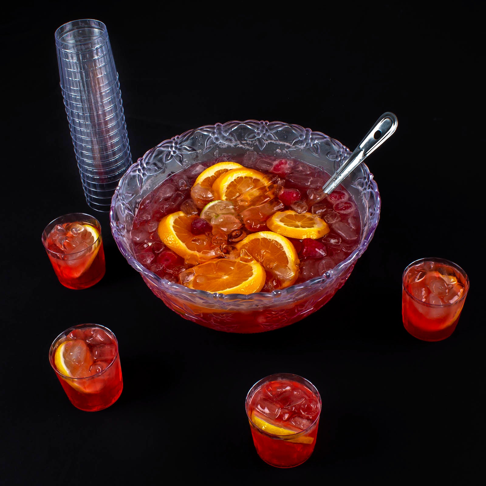 Premium Embossed Punch Bowl Set - Elegant Glass Serving Bowl for Parties & Events - Choose from Multiple Size Options - Perfect for Weddings, Holidays & Special Occasions