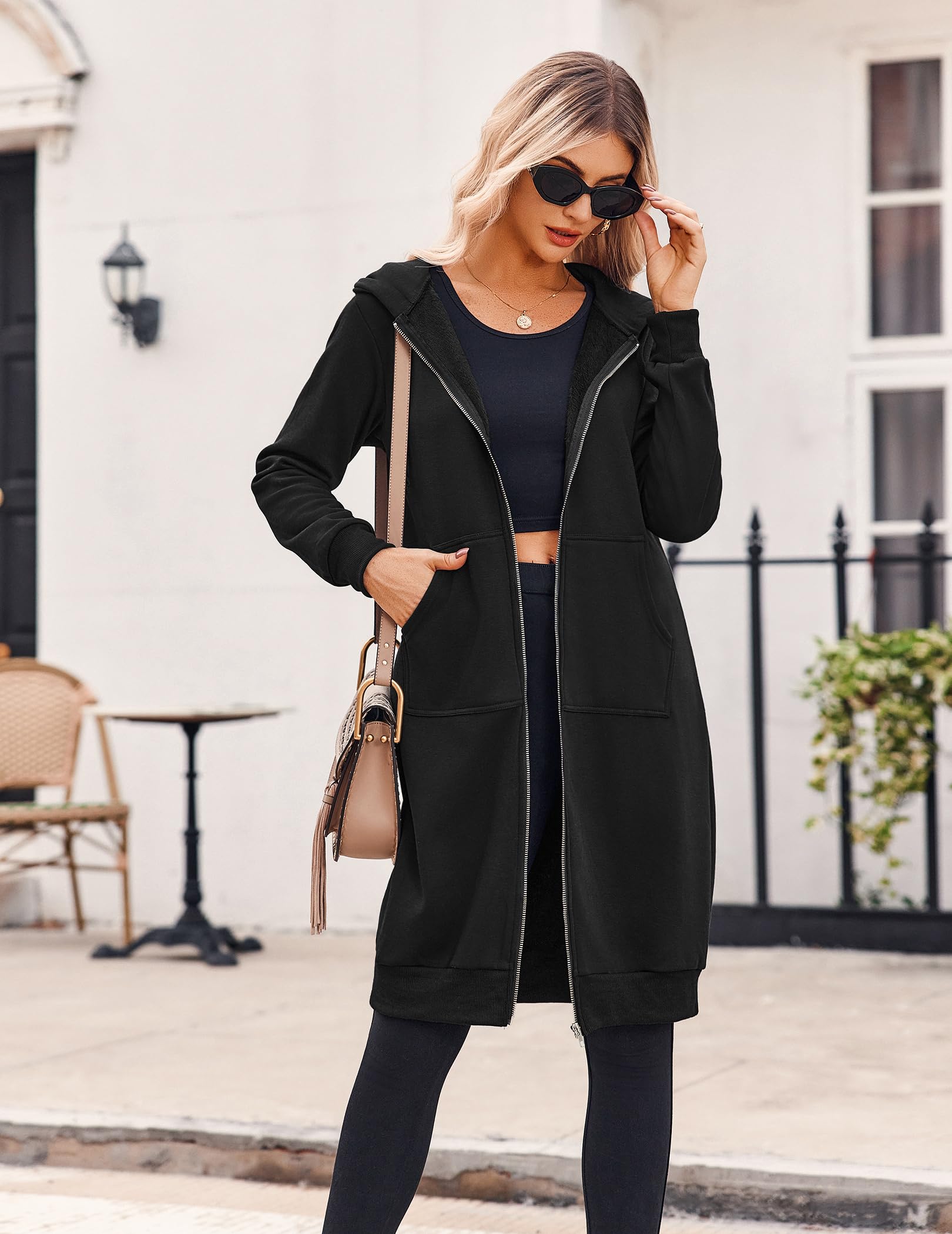 Zeagoo Women's Casual Zip Up Hoodie Long Tunic Sweatshirt Jacket - Plus Size Fashion Hooded Pullover with Pockets | Perfect for Lounge Wear, Gym, Running & Outdoor Activities