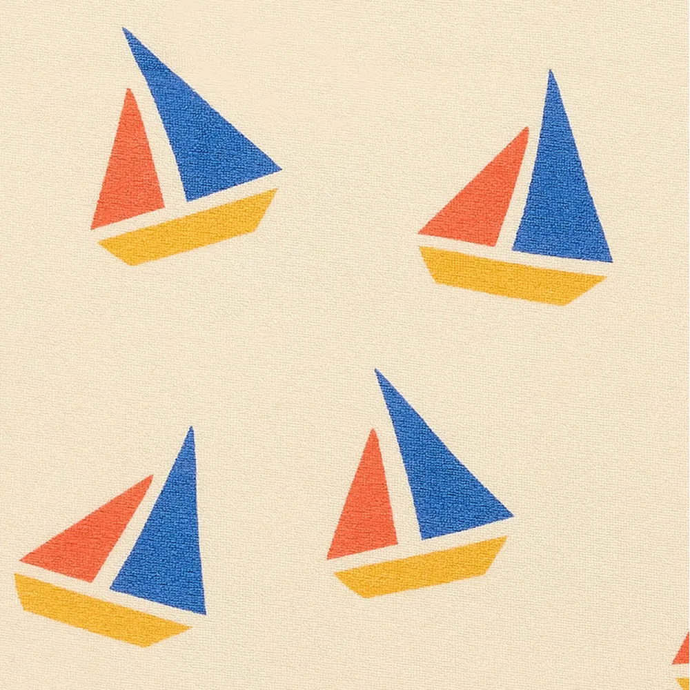 Bonnie Mob Kids Multicolor Sailboat Terry Cotton T-Shirt - Soft & Comfortable Top for Boys & Girls - Perfect for Playtime, School & Everyday Wear