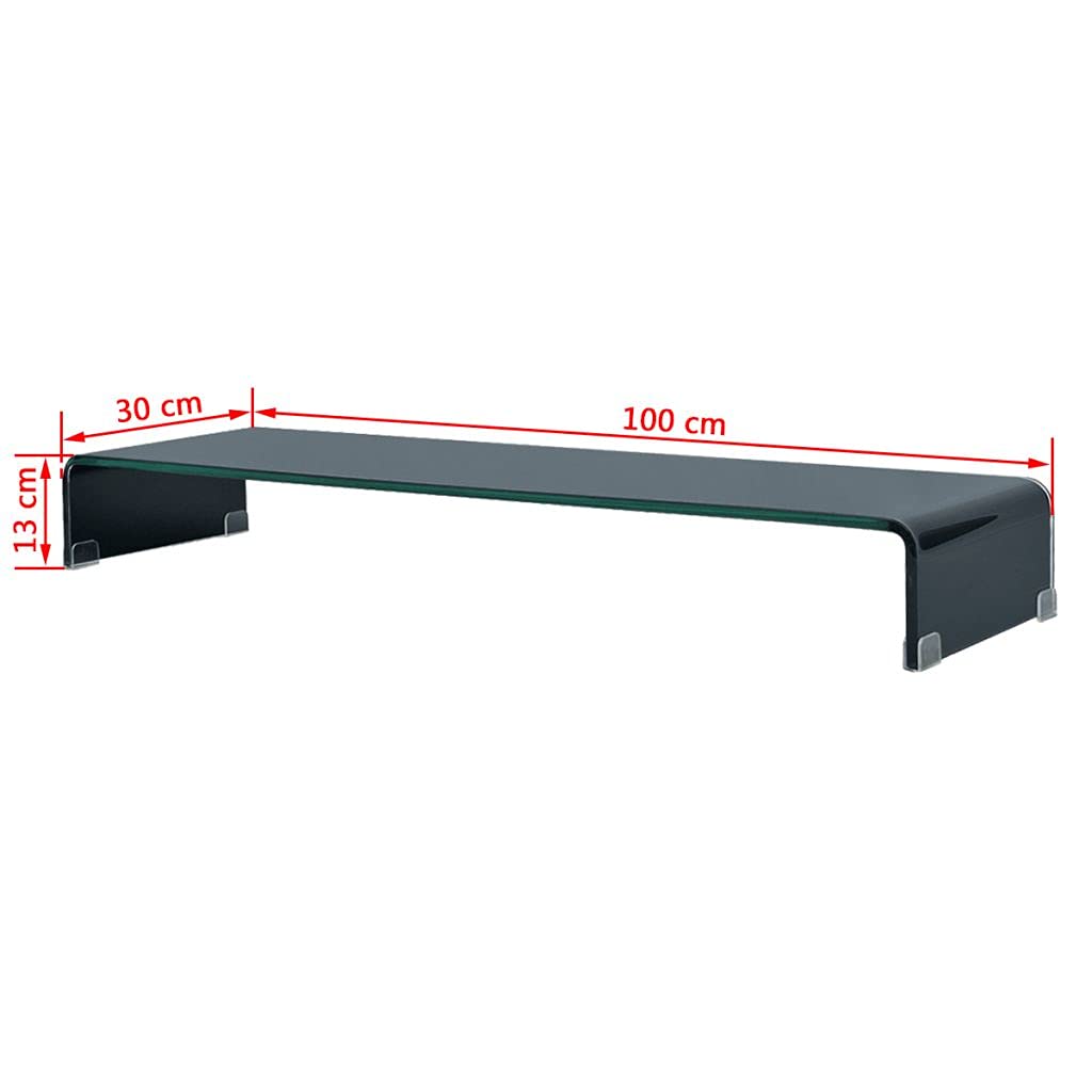 Black Glass Monitor Stand Riser - 39.4