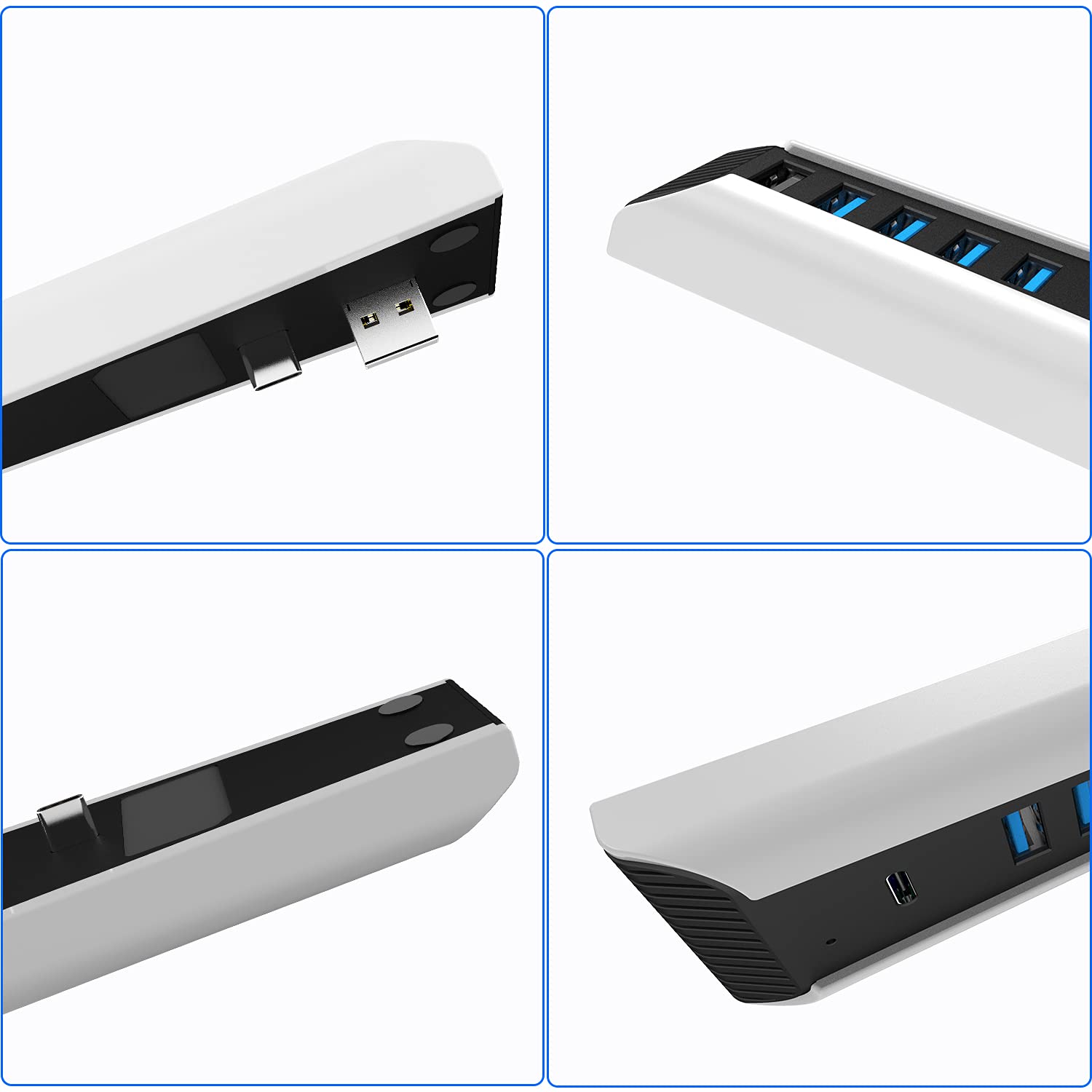 5-in-1 USB Hub for PS5 Console | High-Speed USB 3.0 Port Expander with 4 USB Ports & 1 USB-C Port | Perfect for Gaming Accessories, Controllers & External Storage | Compatible with PlayStation 5