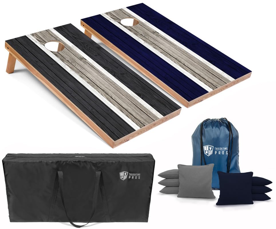 Premium LED Cornhole Board Set with Striped Design & Built-in Multicolored Lights - 4'x2' Regulation Size, Includes 8 Bean Bags & Carrying Case - Perfect for Tailgating Parties, Backyard BBQs, and Outdoor Game Nights
