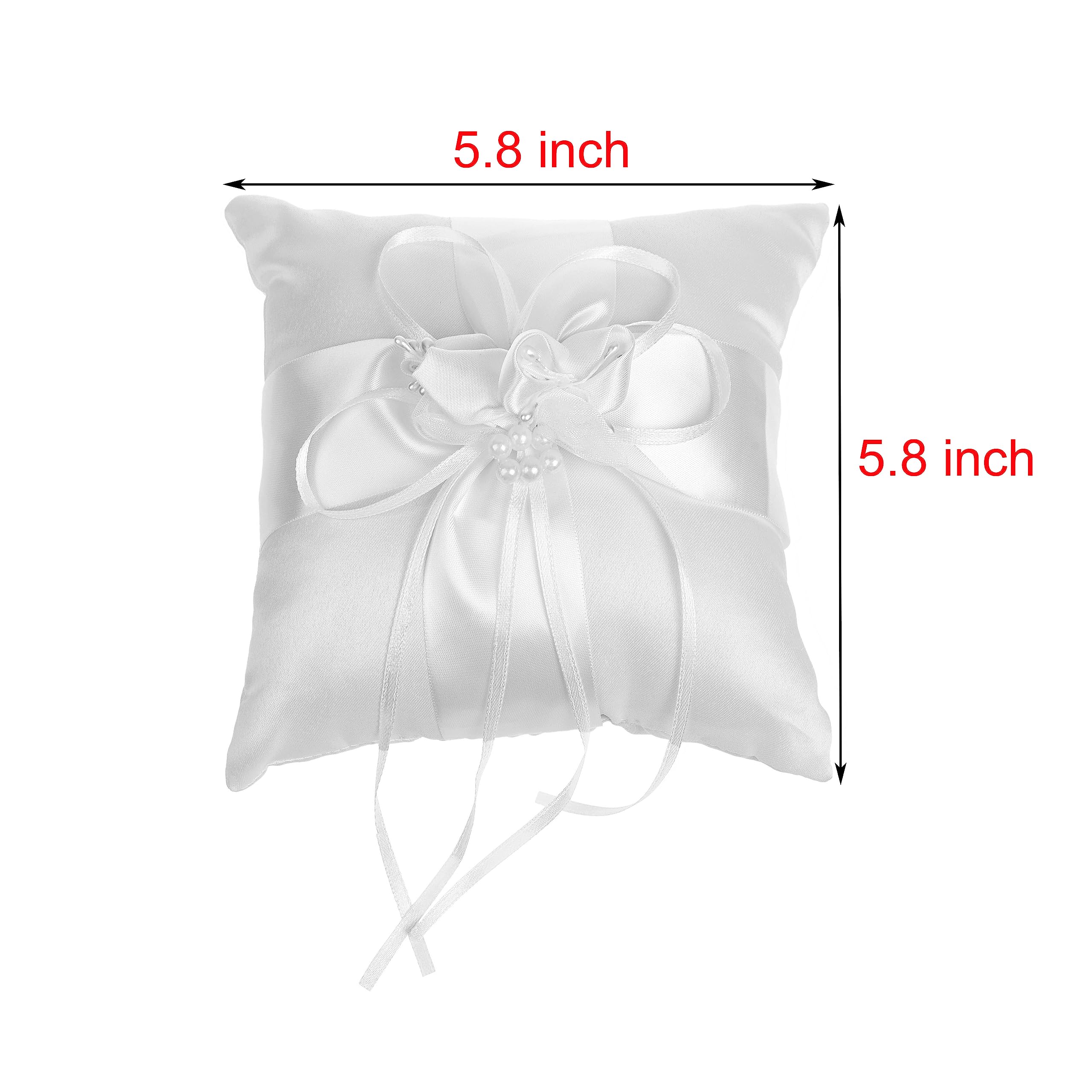 Elegant Cosmos Satin Wedding Ring Pillow with Ribbons - Ring Bearer Cushion for Bridal Ceremonies - Perfect for Church, Beach & Outdoor Weddings