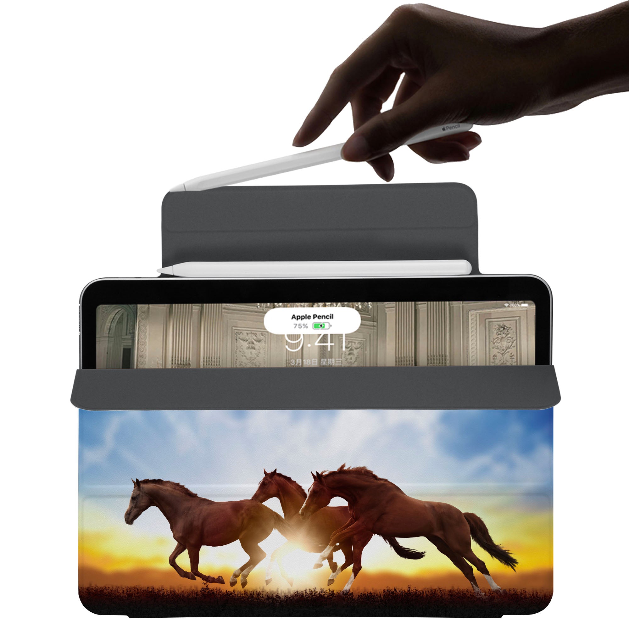 SlimFit iPad Case with Horse Design - Ultra Thin Lightweight Protective Cover for iPad Air/Pro - Perfect for Work, Travel & Everyday Use