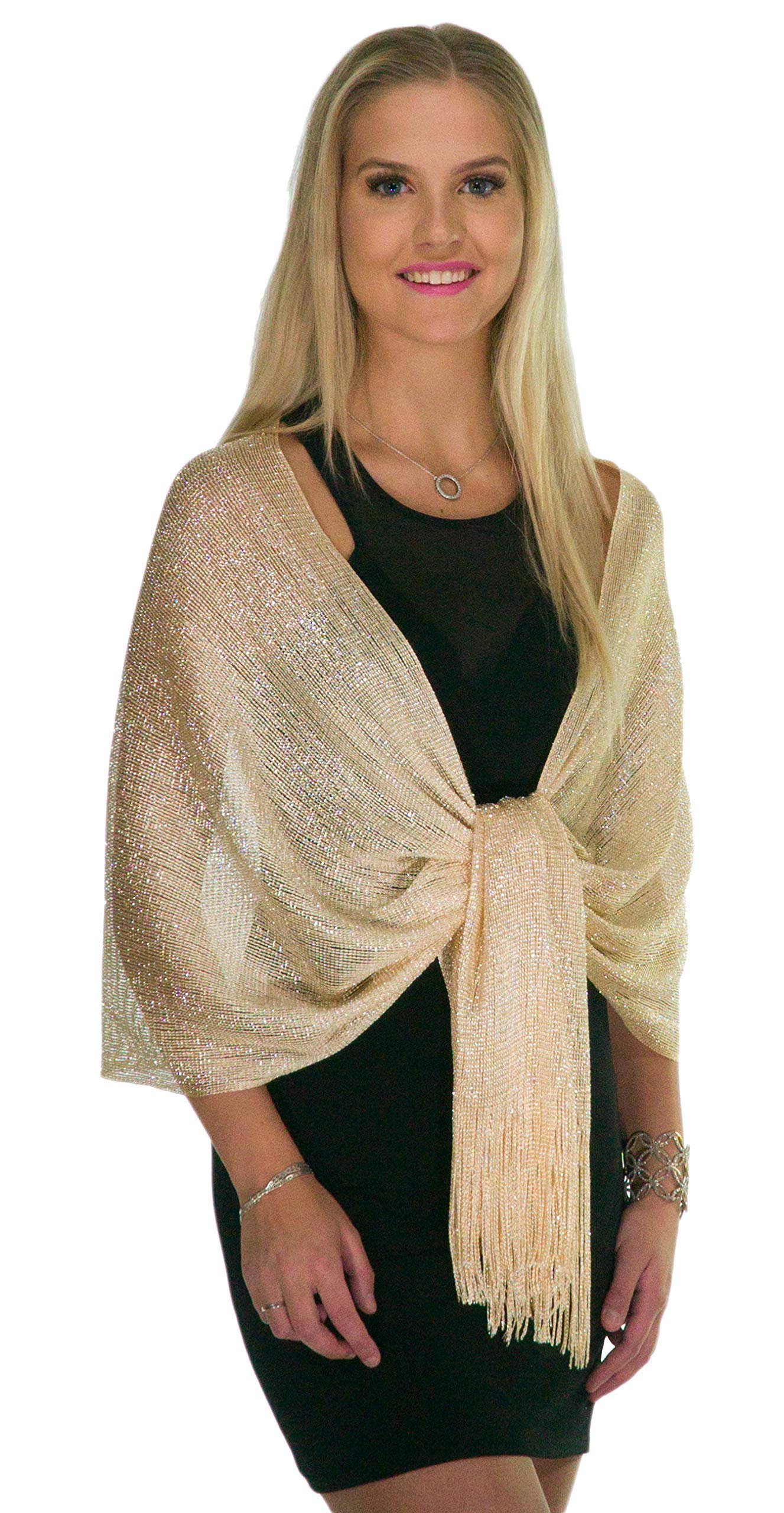 ShineGlitz Metallic Glitter Shawls & Wraps for Women - Elegant Evening Dress Accessories & Sparkling Wedding Gift - Perfect for Formal Events, Parties & Special Occasions