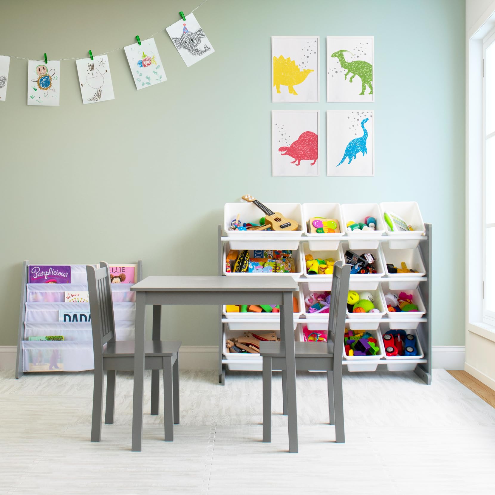 Humble Crew Kids Wooden Table and 2 Chairs Set - Square Toddler Activity Table for Arts, Crafts & Snack Time - Sturdy Durable Children's Furniture for Playroom, Classroom & Home Learning