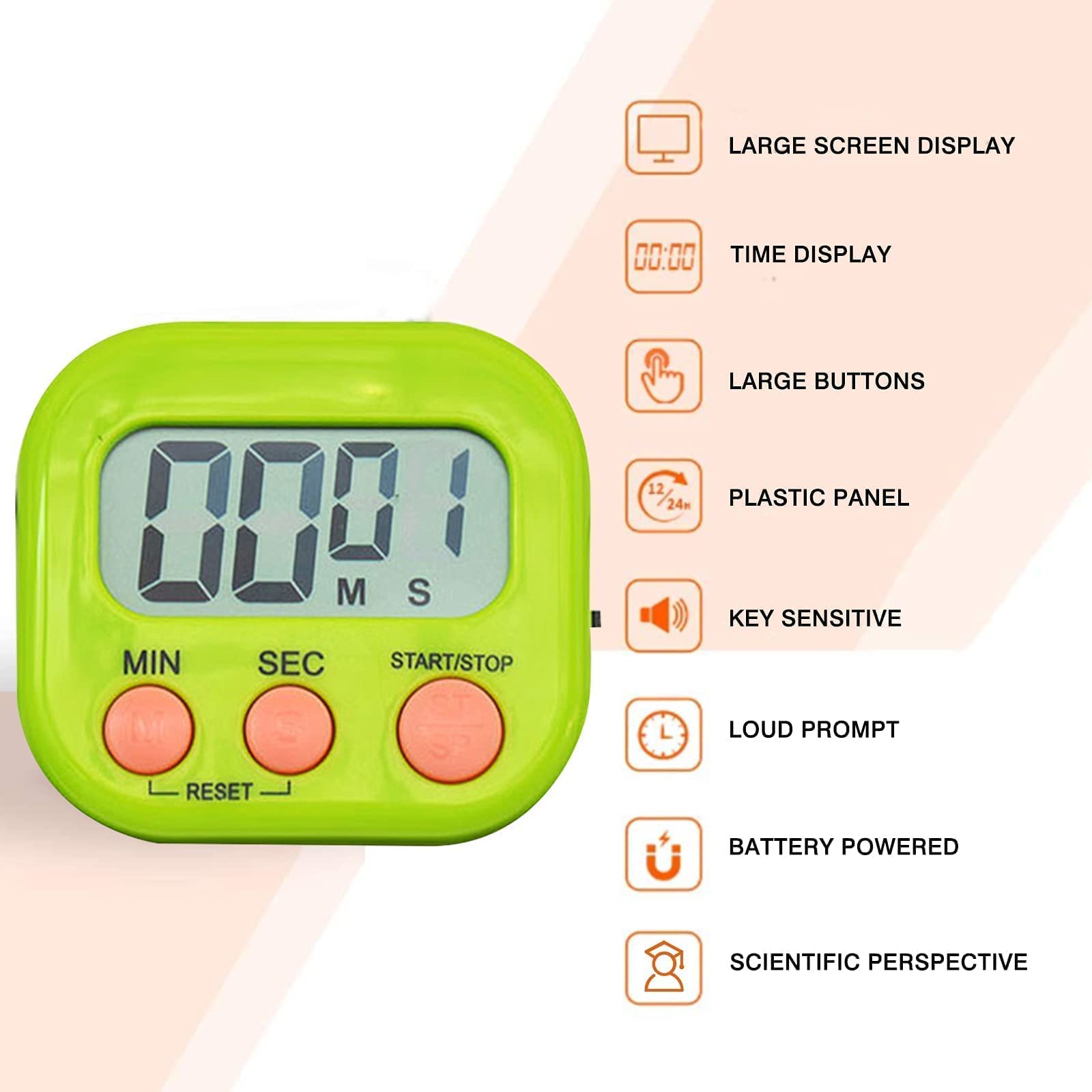 4 Pack Magnetic Digital Kitchen Timer with Loud Alarm - Countdown Timer for Cooking, Eggs, Studying, Work, Gym & Office Use - Strong Magnetic Back & Stand for Easy Placement