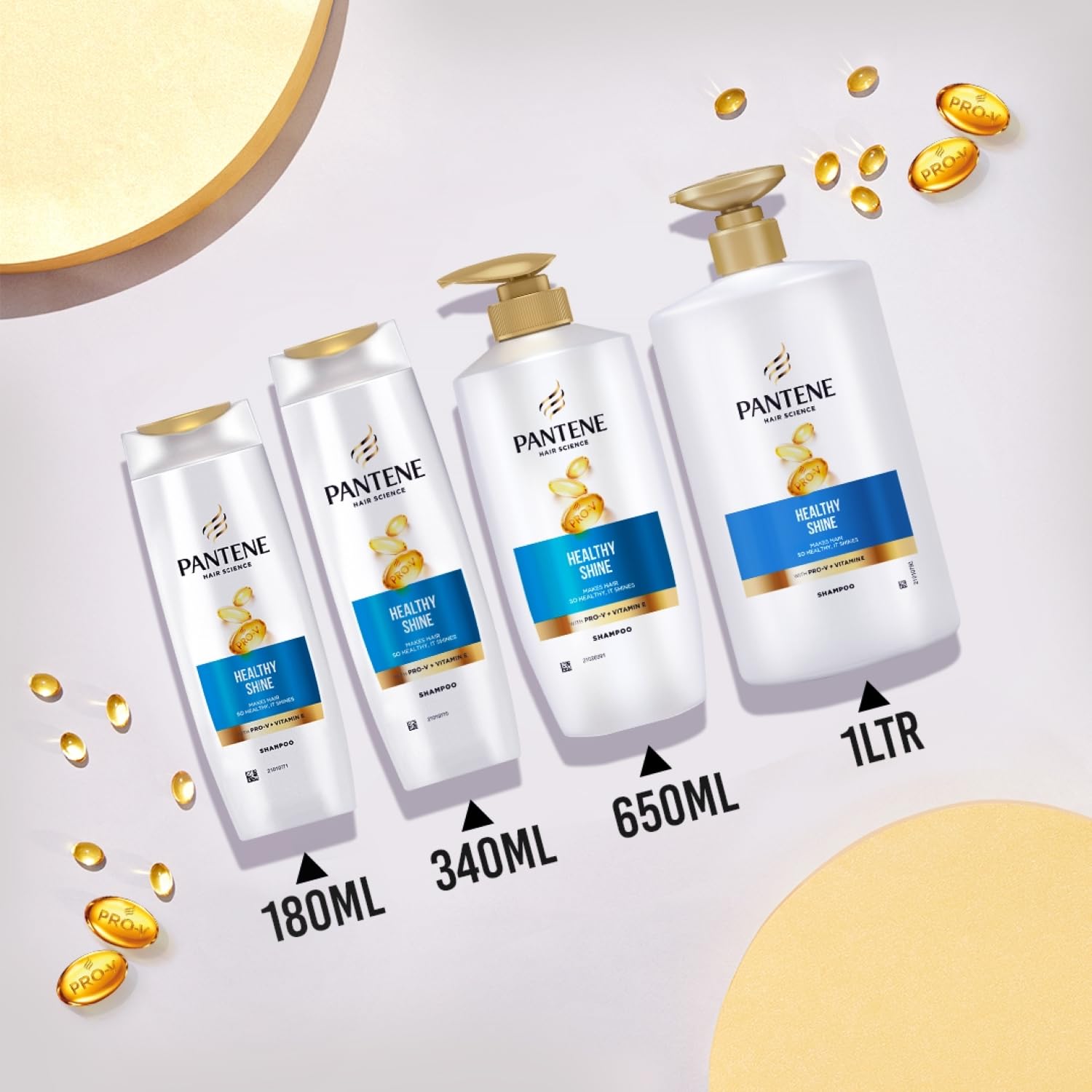Pantene Hair Science Healthy Shine Shampoo 340ml with Pro-Vitamins & Vitamin E - Nourishing Shampoo for All Hair Types - Men & Women - Promotes Healthy, Shiny Hair - Perfect for Daily Hair Care & Salon-Like Results at Home