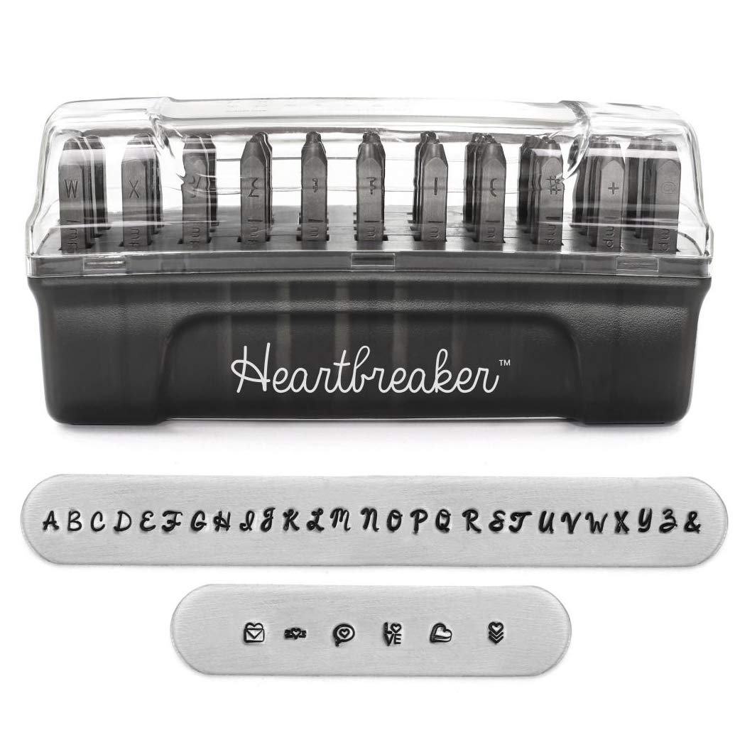 ImpressArt - Professional Metal Letter Stamps Uppercase 3mm for Jewelry Making, Signature Heartbreaker Design, Works on Soft & Hard Metals - Perfect for Hand Stamping, Personalized Jewelry & DIY Craft Projects