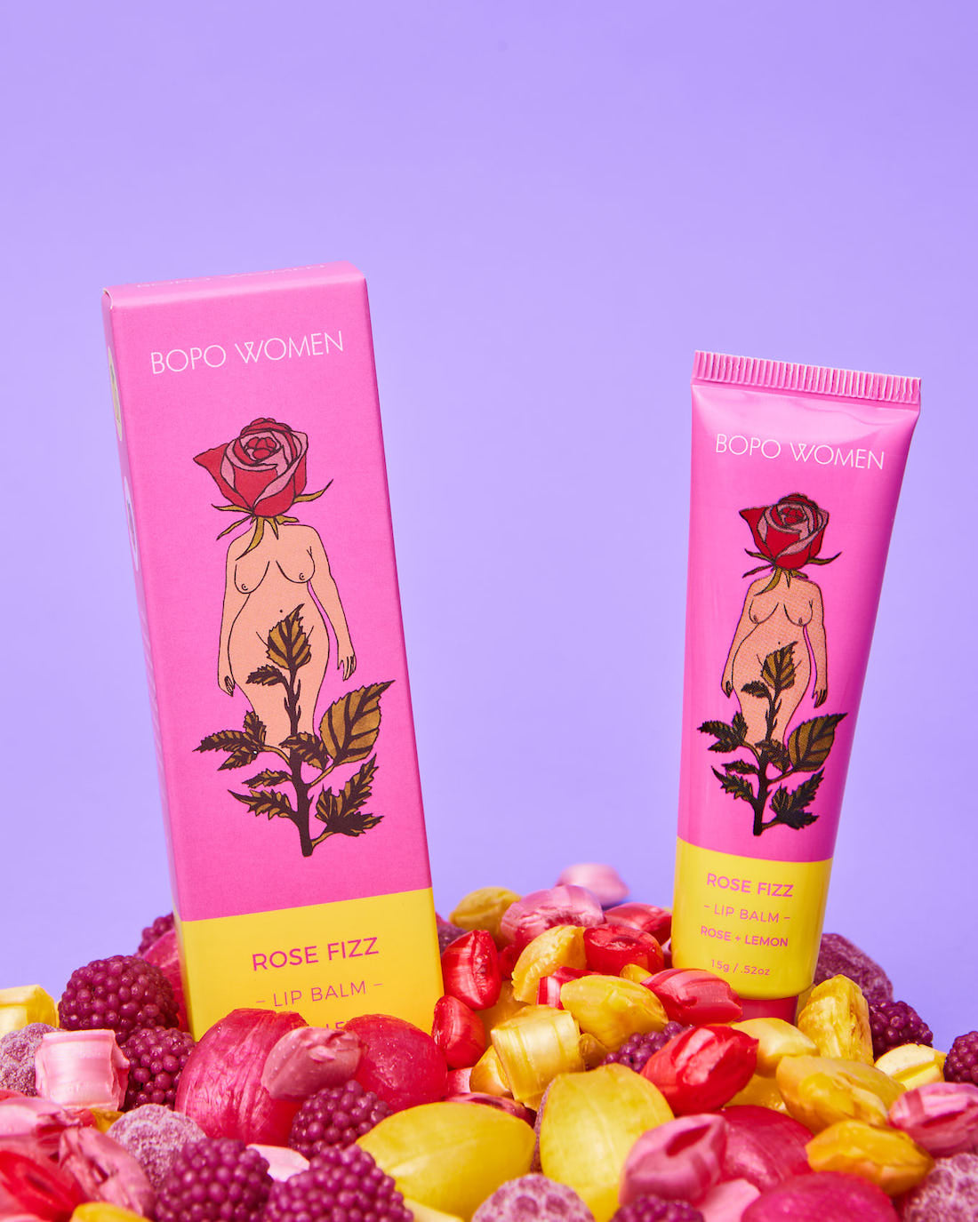 Bopo Women's Rose Fizz Lip Balm - Hydrating & Nourishing Lip Care for Dry Lips | Perfect for Daily Use, Makeup Prep & On-The-Go Moisturizing