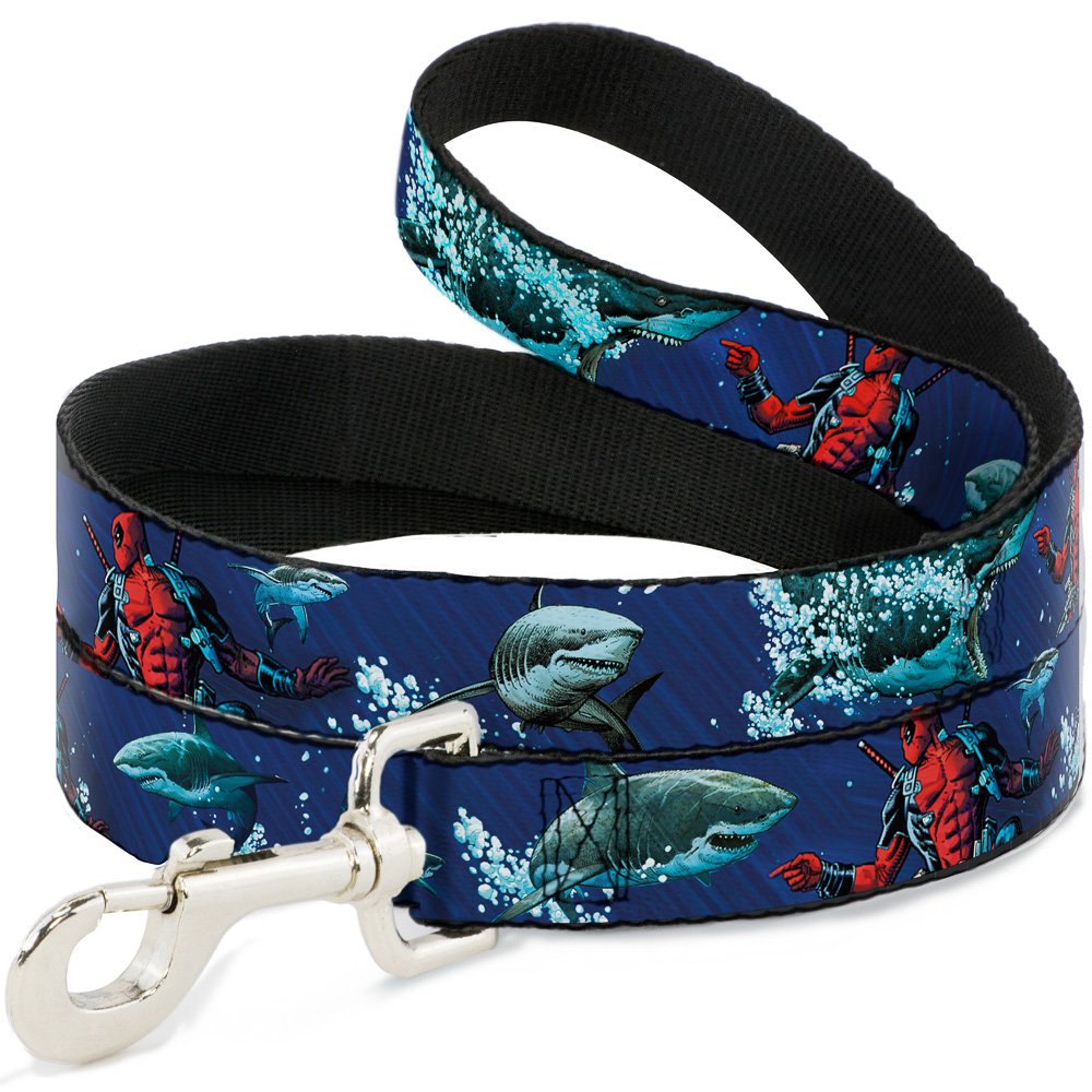 Deadpool & Sharks Underwater Blues Pet Leash - 6.5ft Durable Nylon Dog Leash with Heavy-Duty Buckle for Medium/Large Dogs - Perfect for Walking, Hiking & Outdoor Adventures