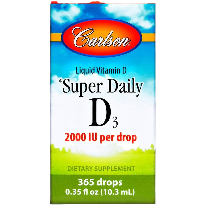 Carlson Labs Super Daily D3 Vitamin D3 Supplement - 2000 IU (10 ml) for Immune Support & Bone Health - Easy-to-Take Liquid Drops for Adults & Kids