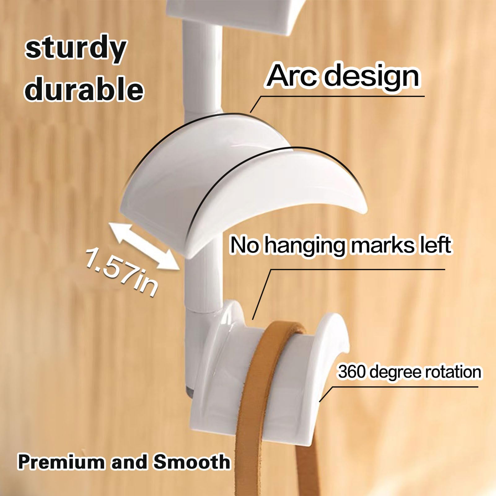 360° Rotating Purse Hanger with Widened Arc - Premium Smooth Handbag Hanger for Closet, Durable & Anti-Deformation (2-Pack, White) - Perfect for Organizing Purses, Totes & Accessories in Bedroom, Closet or Entryway