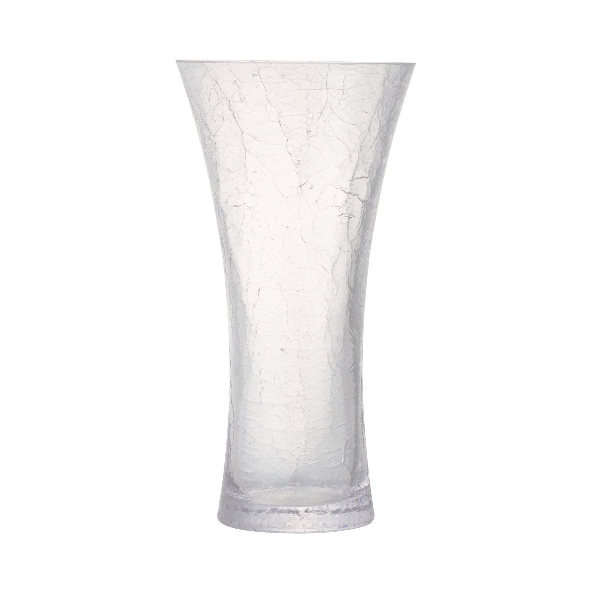 Clear Crackle Glass Flower Vase - Medium Size for Home Decor, Wedding Centerpieces & Tabletop Arrangements