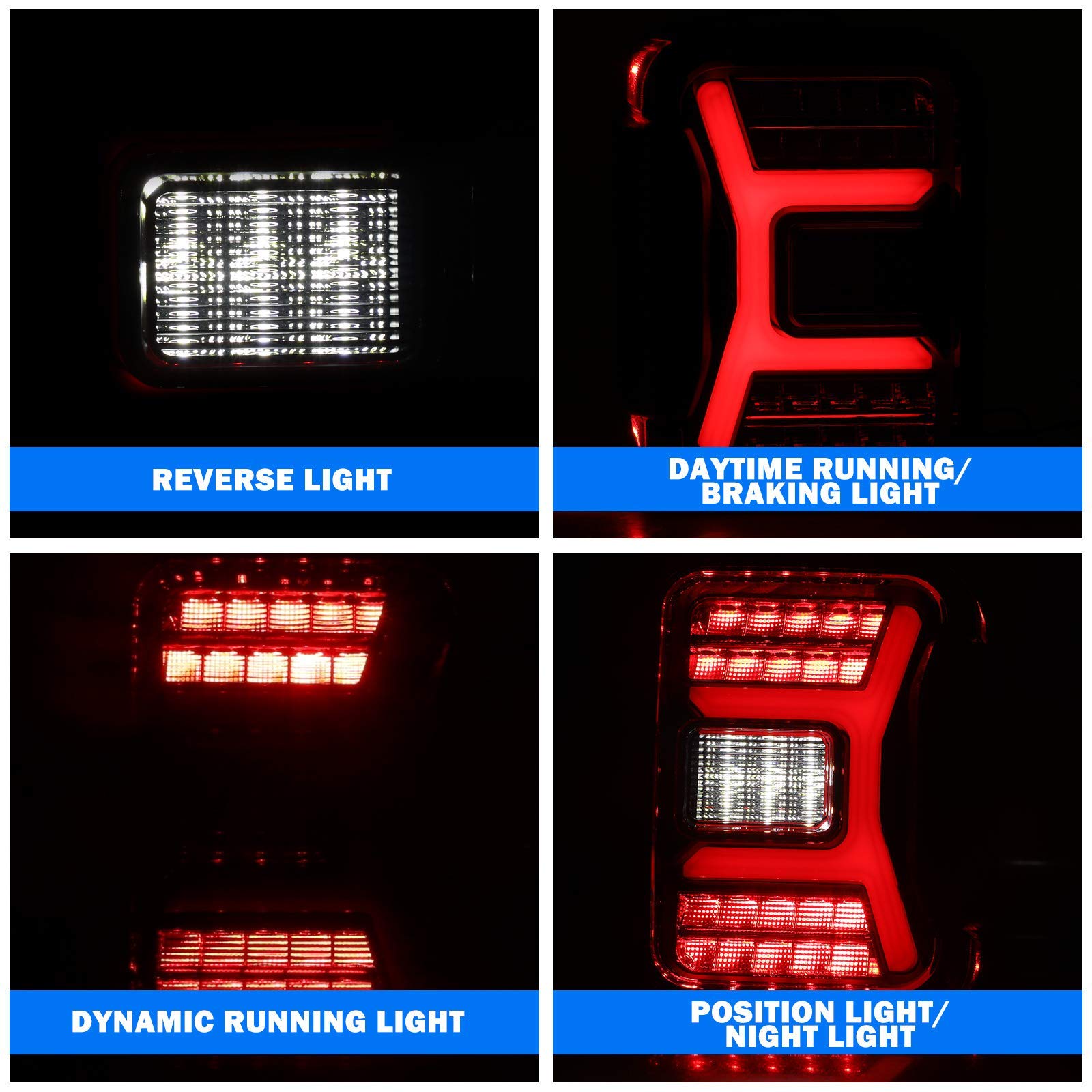 NIXON OFFROAD LED Tail Lights for 2019-2021 Jeep Gladiator Pickup - Dynamic Running Turn Signals, Plug & Play Installation, Red Lens (1 Pair) - Upgrade Your Off-Road Adventures & Night Driving Safety