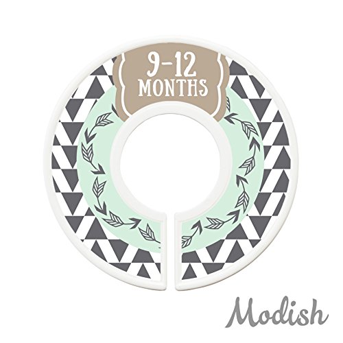 Baby Closet Organizers & Size Dividers - Woodland Arrows Nordic Boho Style Neutral Nursery Clothes Organizer for Boys & Girls (Tan, Mint) - Perfect for Nursery Organization & Baby Wardrobe Storage