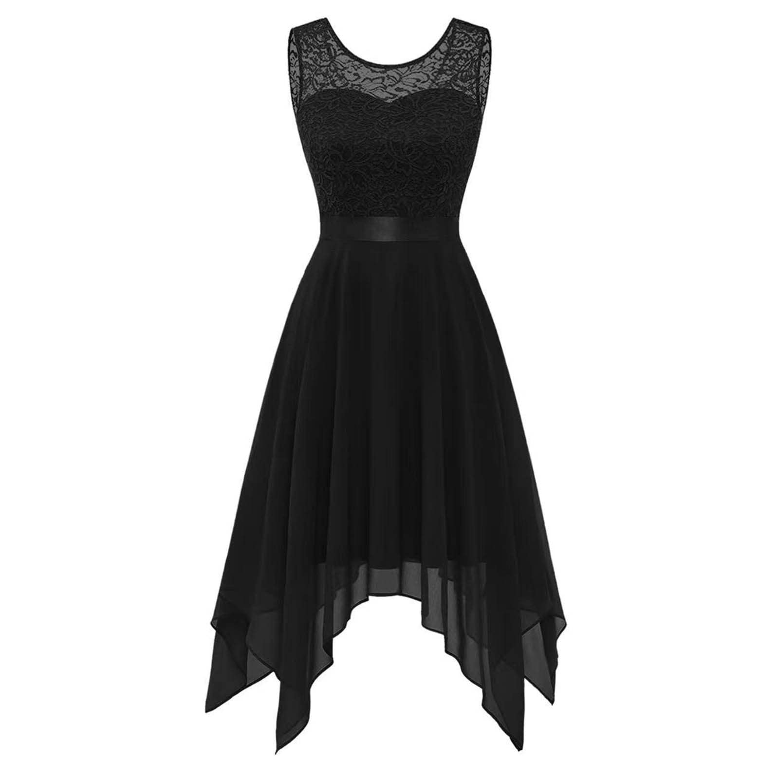 Vintage Lace Sleeveless Hi-Lo Cocktail Dress for Women | Elegant Swing Party Dress | Wedding Guest & Bridesmaid Dress | Perfect for Evening Parties, Date Nights & Formal Events