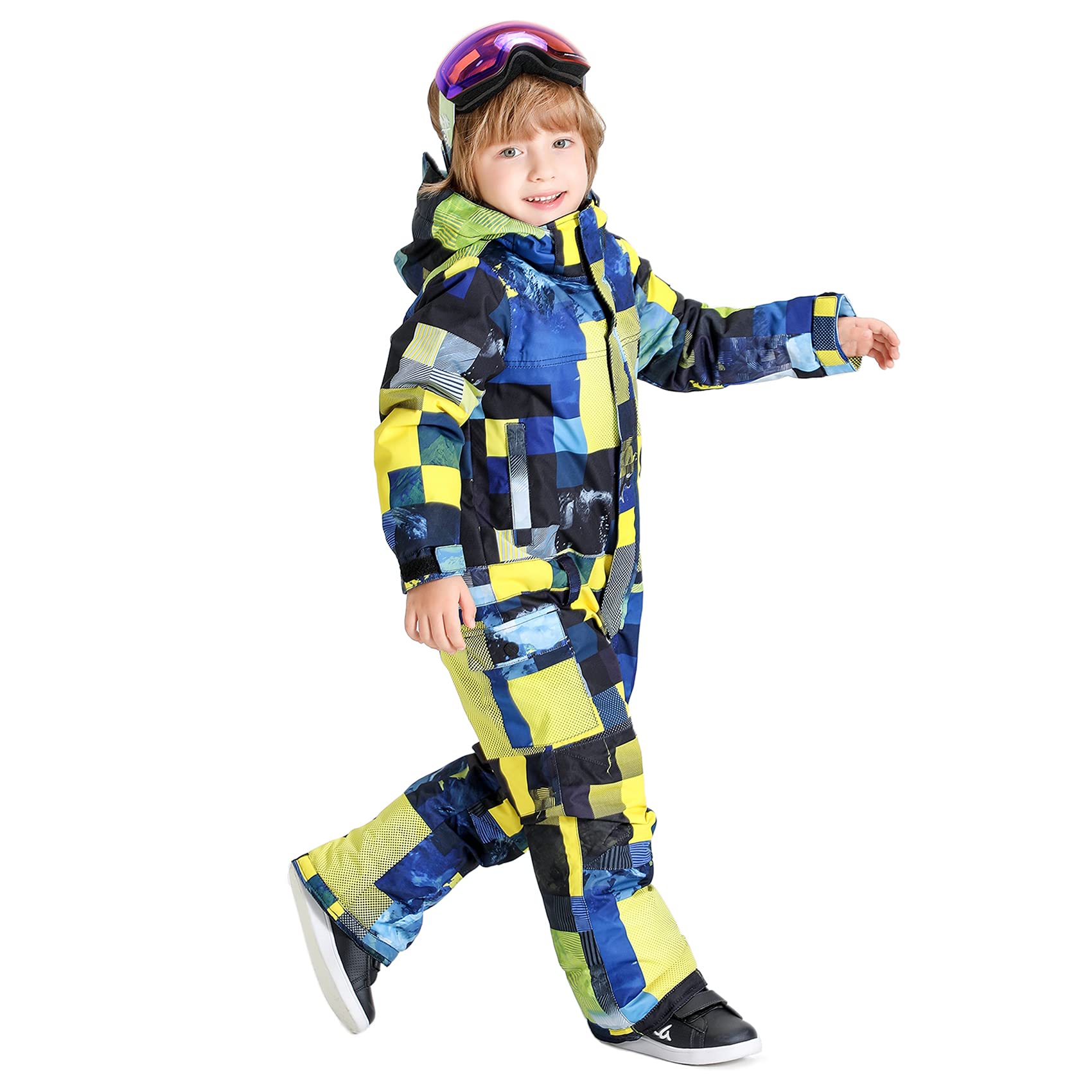 GSOU SNOW Kids Ski Suit - Waterproof & Windproof One-Piece Snowsuit for Boys & Girls - Perfect for Snowboarding, Skiing & Winter Outdoor Activities