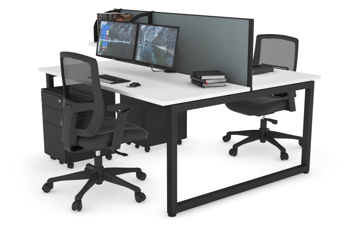 Quadro Loop Legs 2 Person Office Workstation - 1400L x 700W Adjustable Standing Desk for Home & Office - Perfect for Collaborative Workspaces & Shared Home Offices