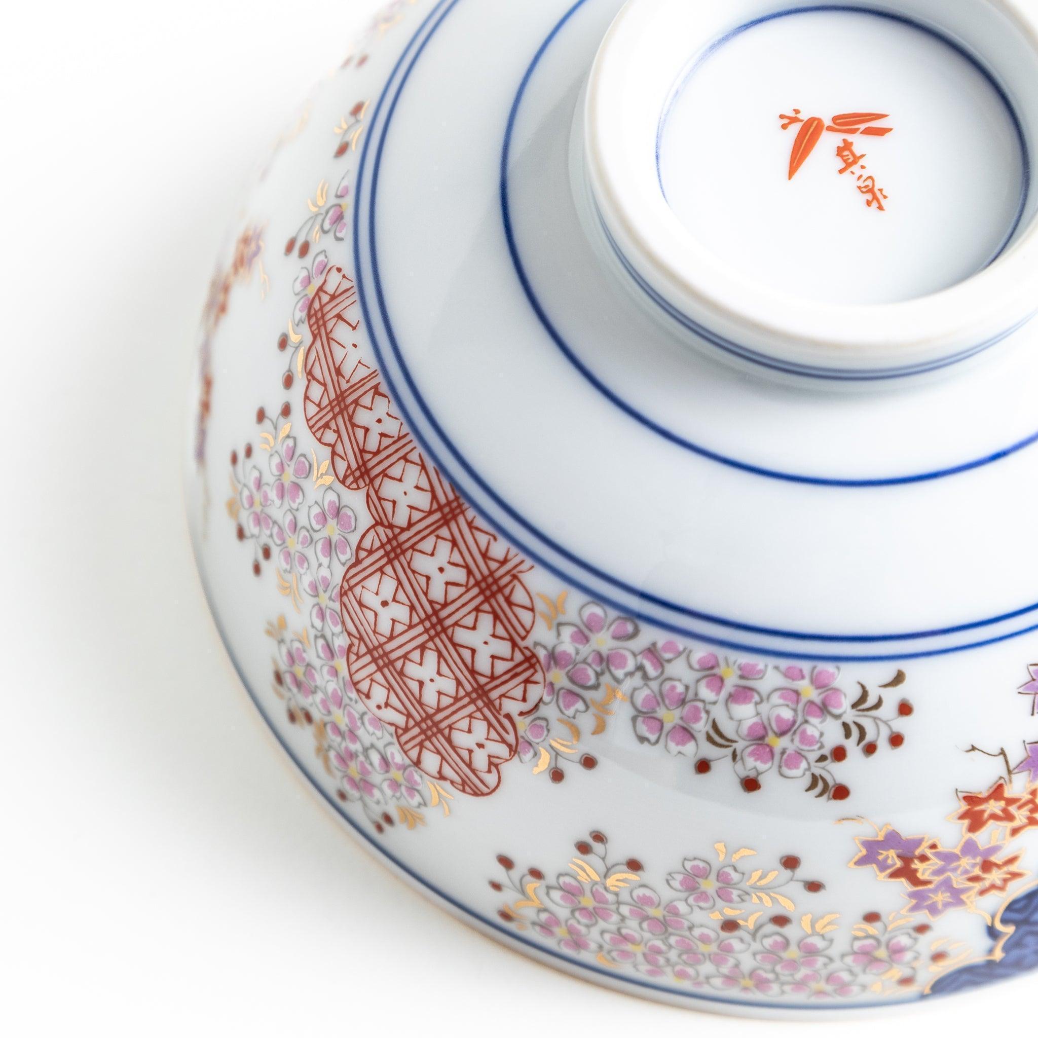 Premium Ceramic Rice Bowl Set - Elegant Spring & Autumn Design for Asian Cuisine - Perfect for Sushi, Ramen, and Home Dining