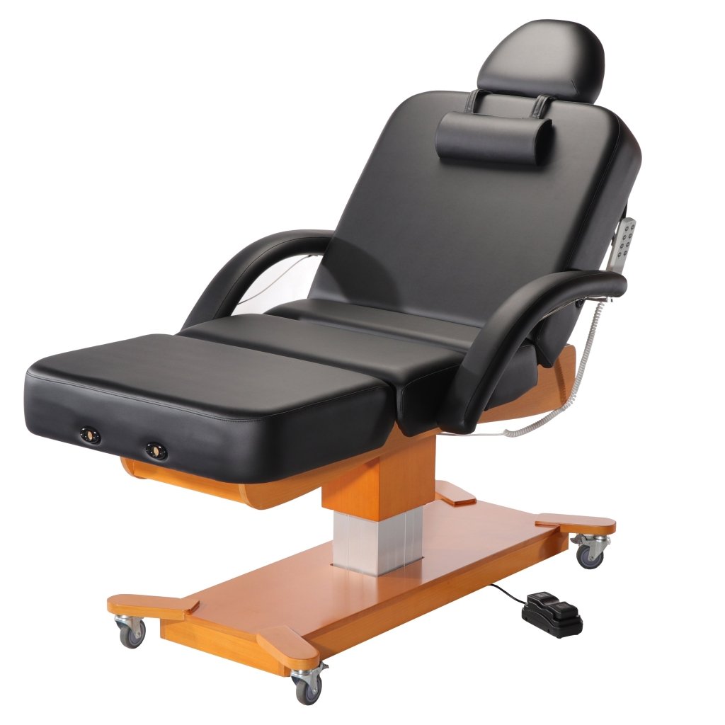 Master Massage® Maxking Salon Electric Lift Spa Stationary Pedestal Flat Beauty Bed - Professional Massage Table for Facial, Waxing & Spa Treatments - Perfect for Salons, Spas & Home Use