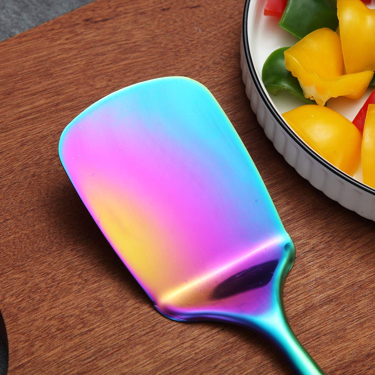 **Berglander Stainless Steel Rainbow Spatula - Titanium-Plated Solid Turner for Cooking, BBQ, Flipping Fish & Pancakes - Colorful Kitchen Utensil for Professional & Home Chefs**