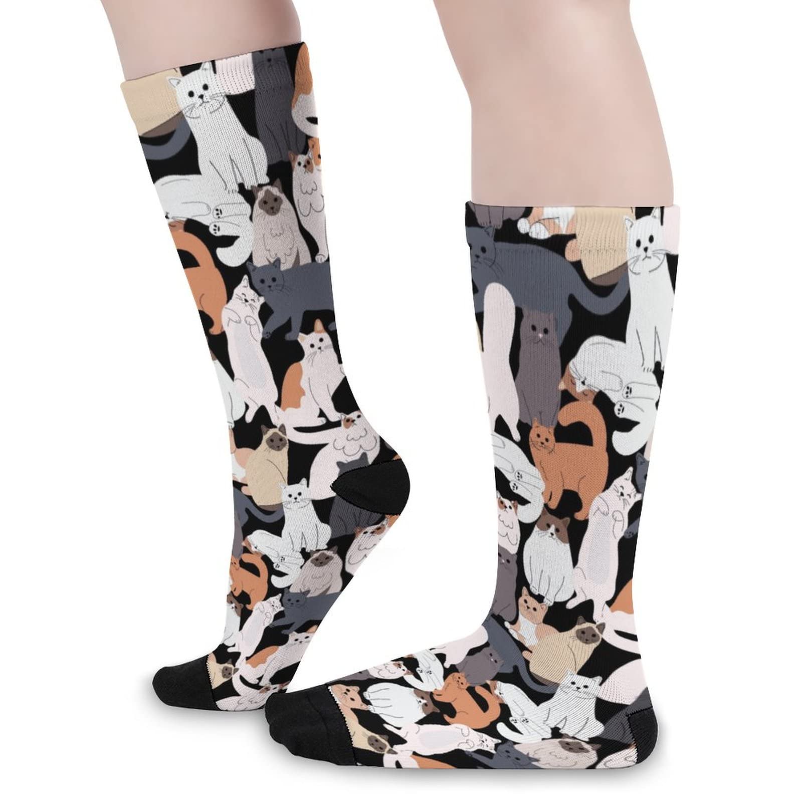 Funny Cat Crew Socks for Men & Women - Colorful Novelty Crazy Print Unisex Socks - Perfect for Gifts, Cosplay & Casual Wear