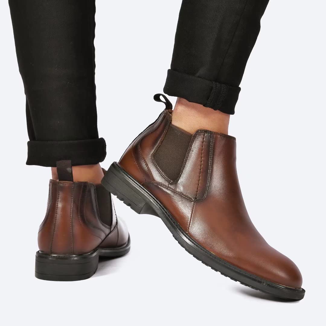 Arkbird Men's Chelsea Ankle Boots - Genuine Leather Oxford Dress Boots for Casual & Formal Wear | Perfect for Office, Dating & Night Out