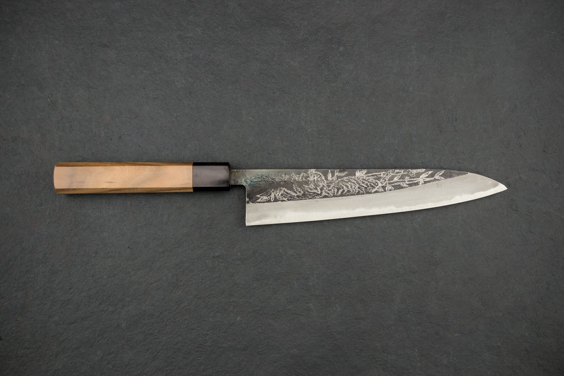 Premium Sakai Takayuki Michiko Special Engraved Aogami Super Gyuto Knife 210mm - Japanese High Carbon Steel Chef Knife with Tiger Pattern - Perfect for Sushi, Meat Cutting & Professional Kitchen Use